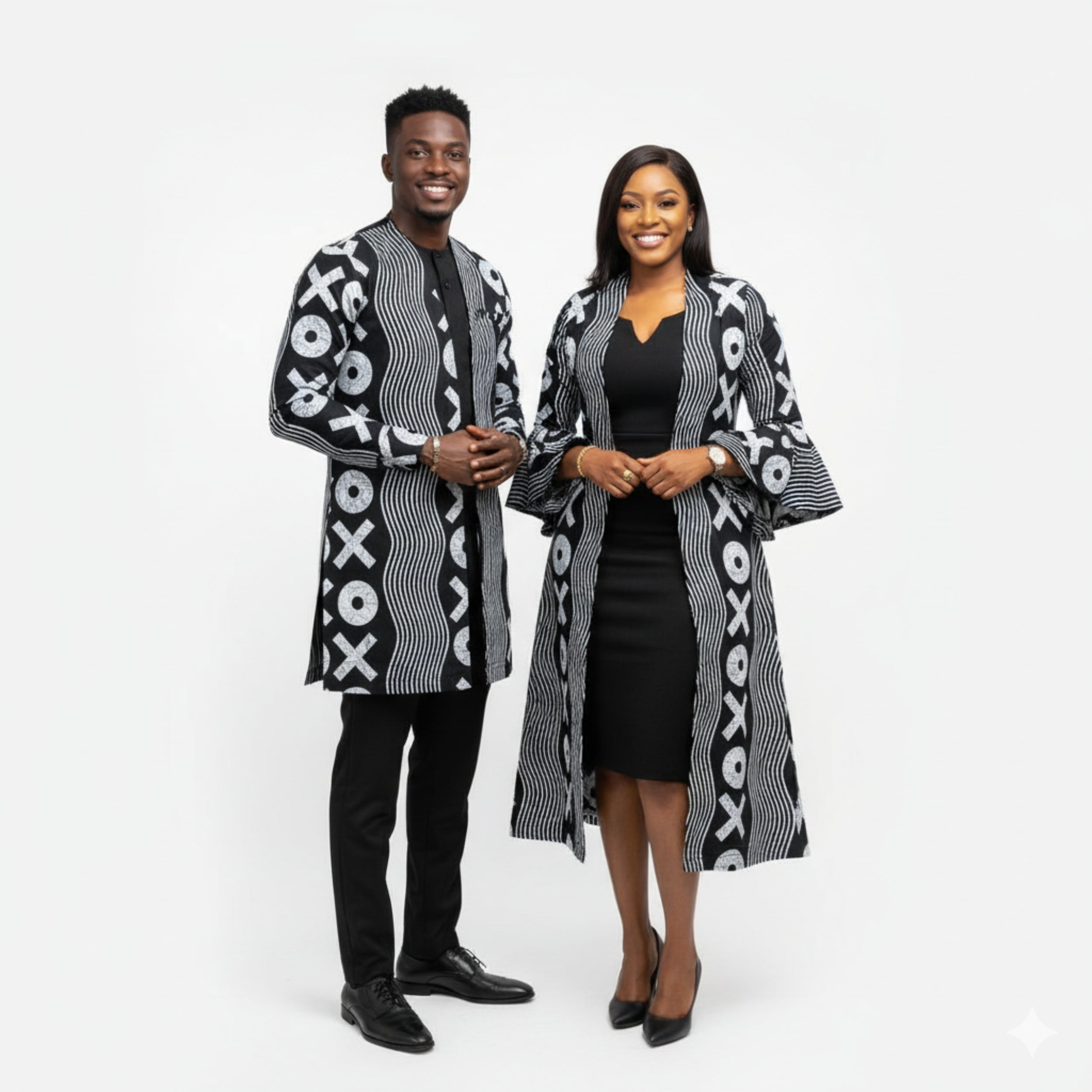 African Wax Print Fabric “Monochrome XO Motion” | Coul Fashion