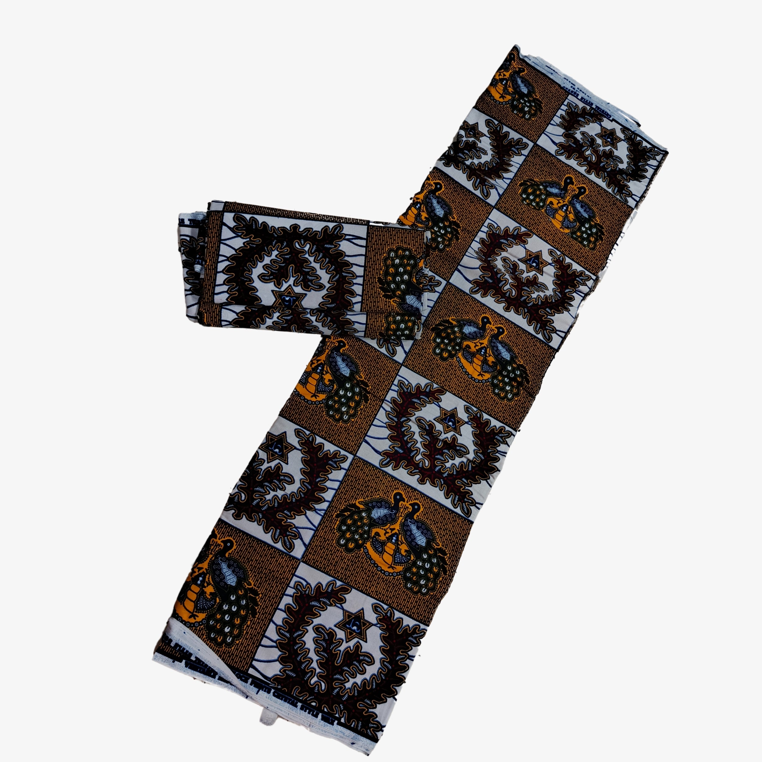 African Wax Print Fabric “Golden Twin Doves Mosaic” | Coul Fashion