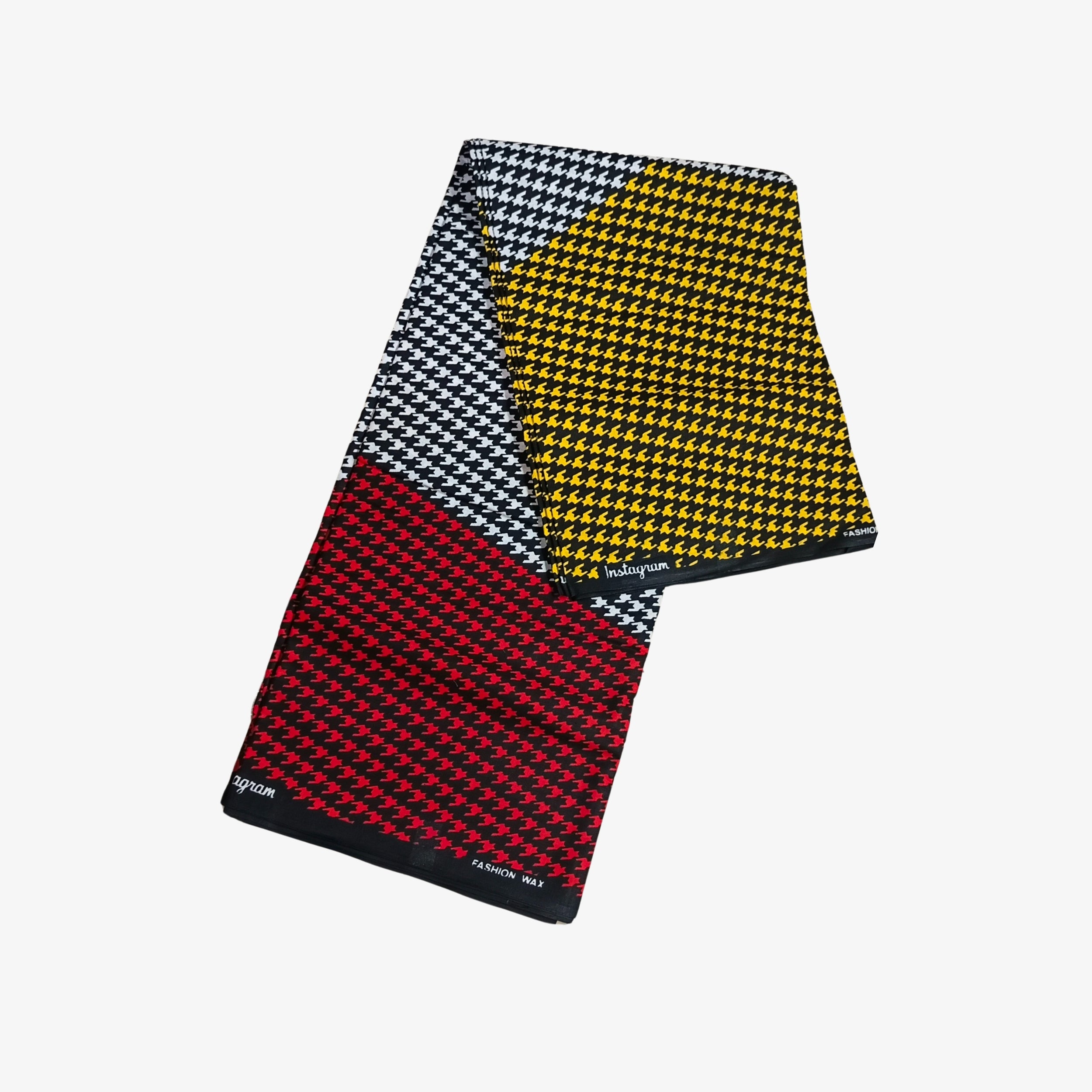 African Wax Print Fabric “Tricolor Houndstooth Bold” | Coul Fashion