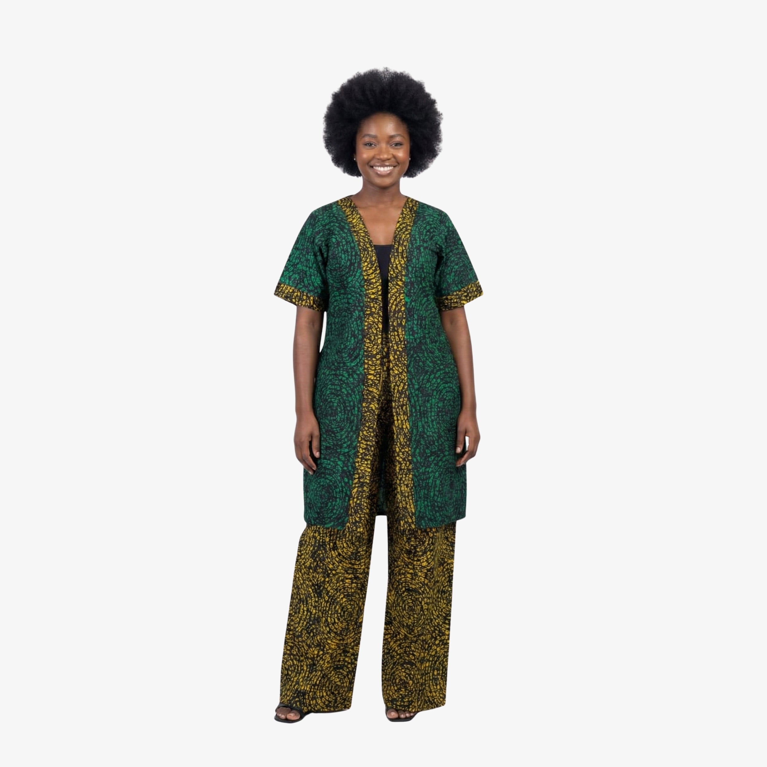 Yellow & Green Ankara Dress Set "Graceful Comtemporary Elegance" | Coul Fashion