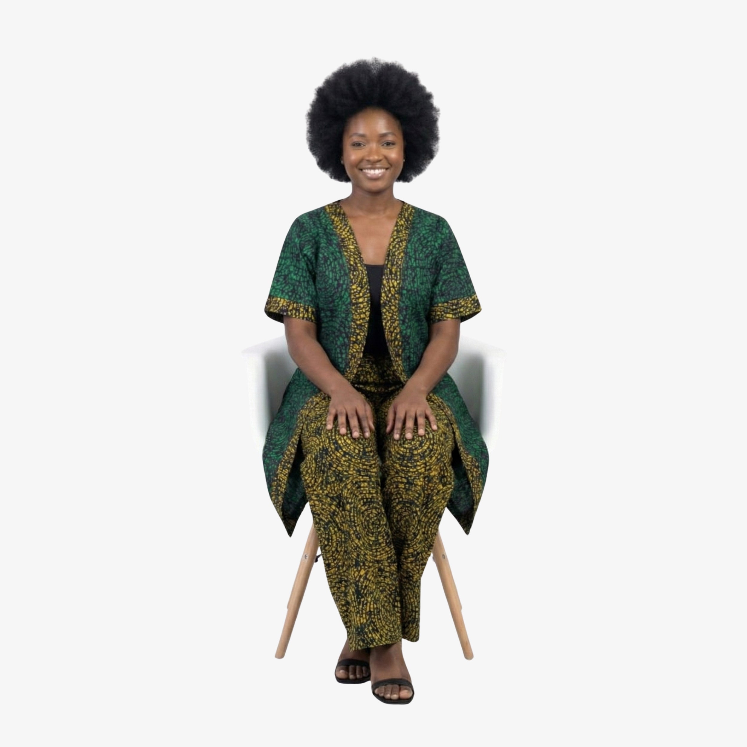 Yellow & Green Ankara Dress Set "Graceful Comtemporary Elegance" | Coul Fashion