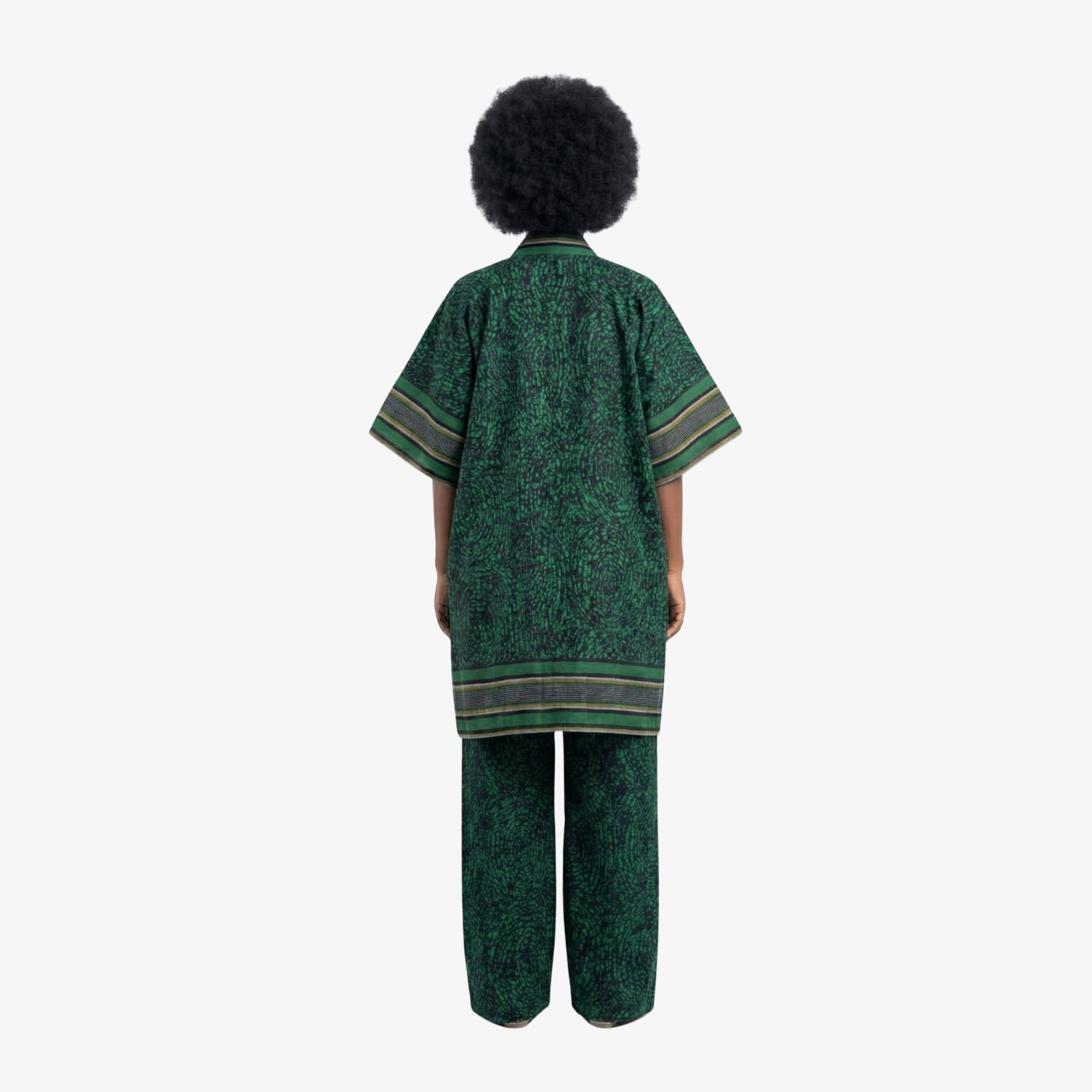 Blue & Black Ankara Dress Set "Green Elegance" | Coul Fashion