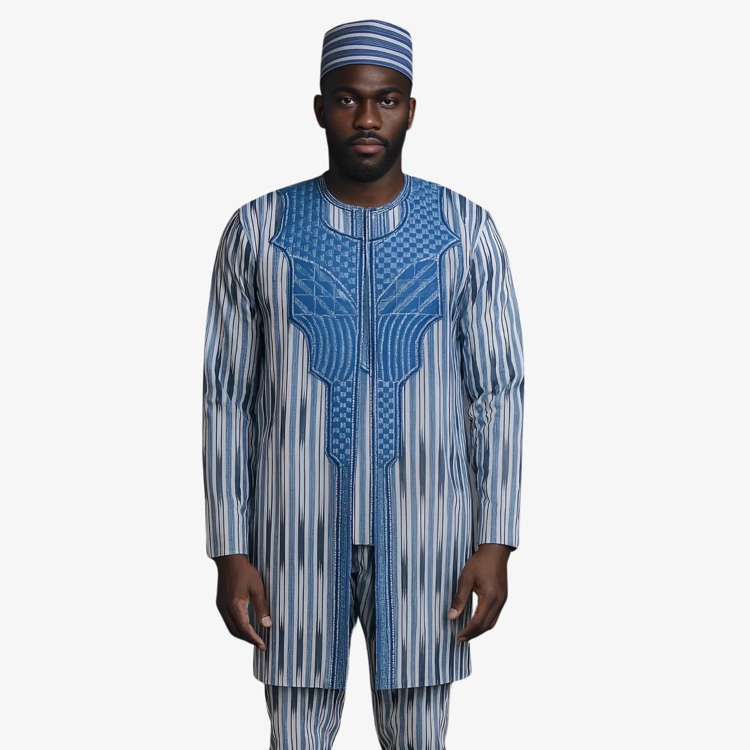 Men’s Blue Faso Dan Fani Set – Refined African Elegance | Coul Fashion
