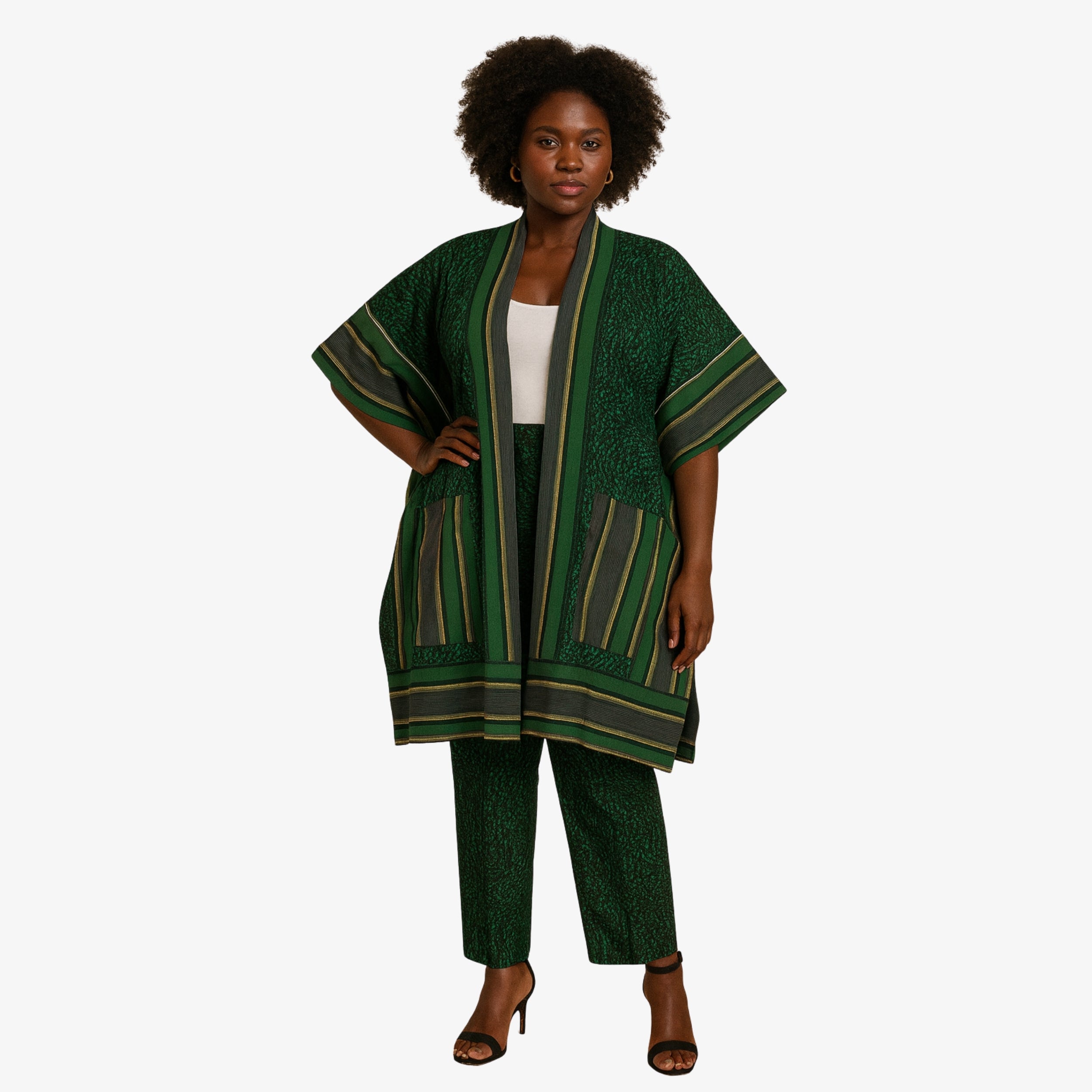 Blue & Black Ankara Dress Set "Green Elegance" | Coul Fashion