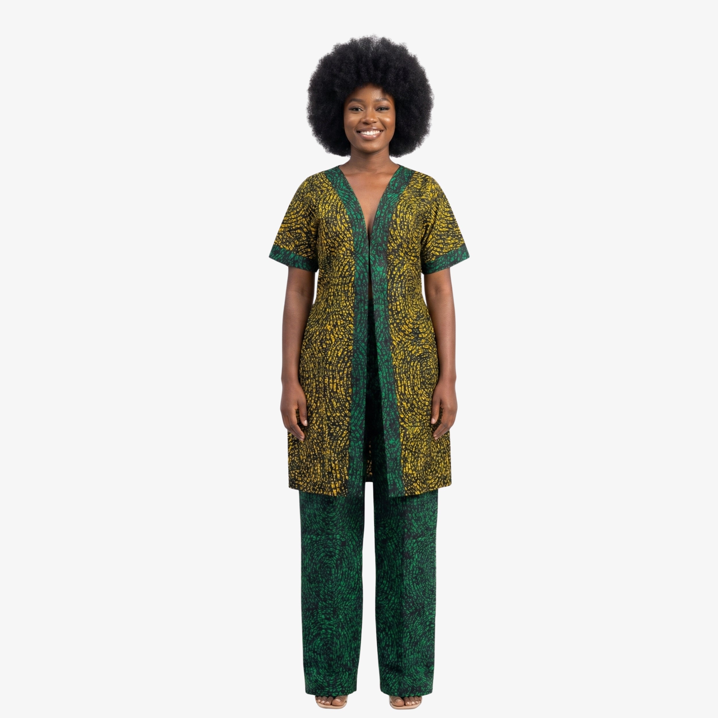 Yellow & Green Ankara Dress Set "Graceful Contemporary Elegance" | Coul Fashion