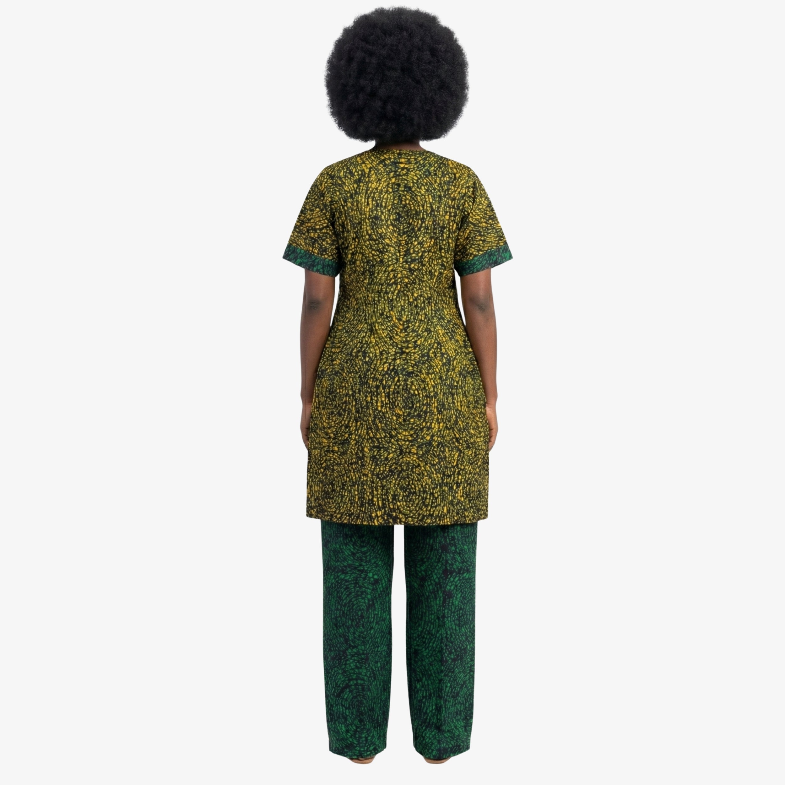 Yellow & Green Ankara Dress Set "Graceful Contemporary Elegance" | Coul Fashion