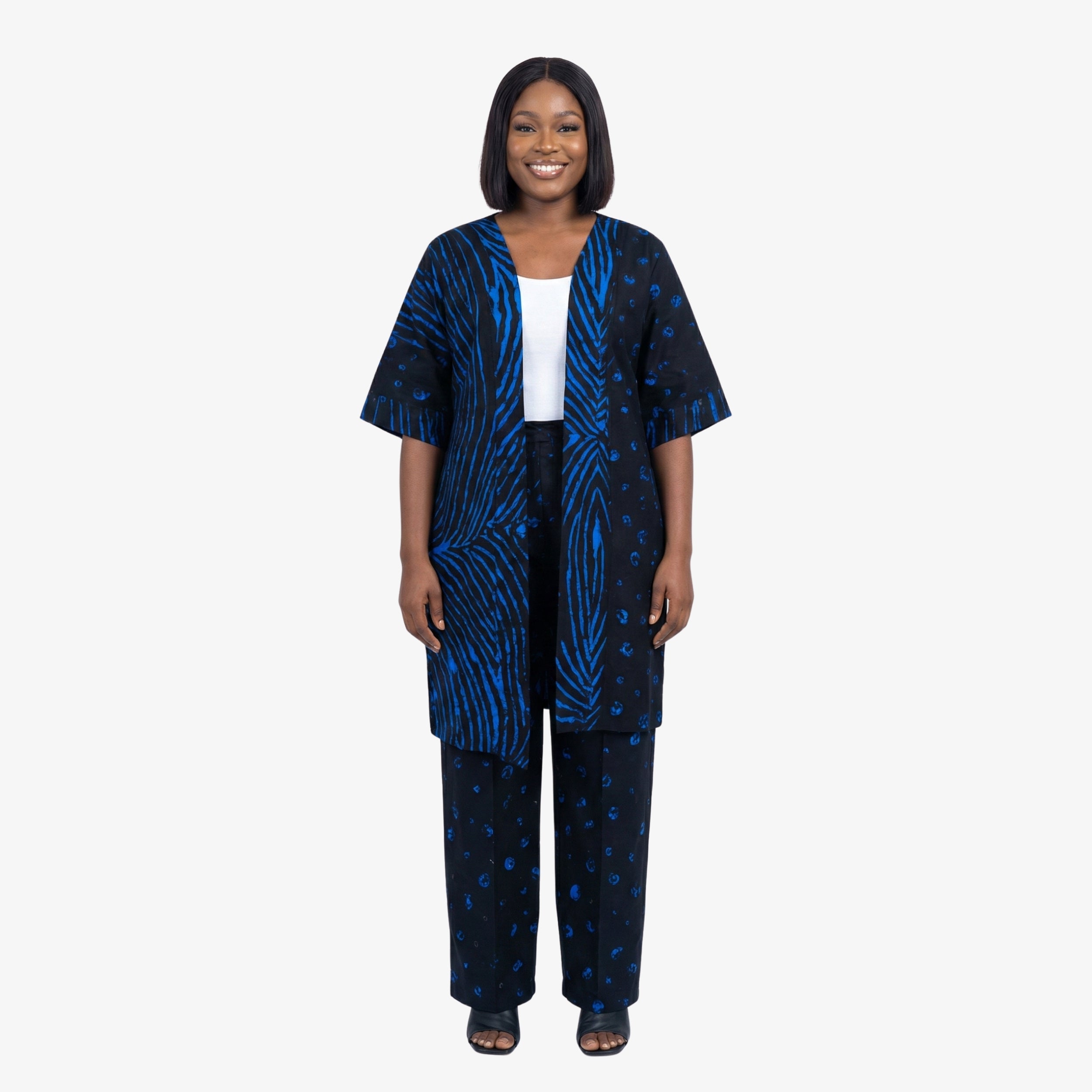 Blue & Black Ankara Dress Set "Graceful Elegance" | Coul Fashion