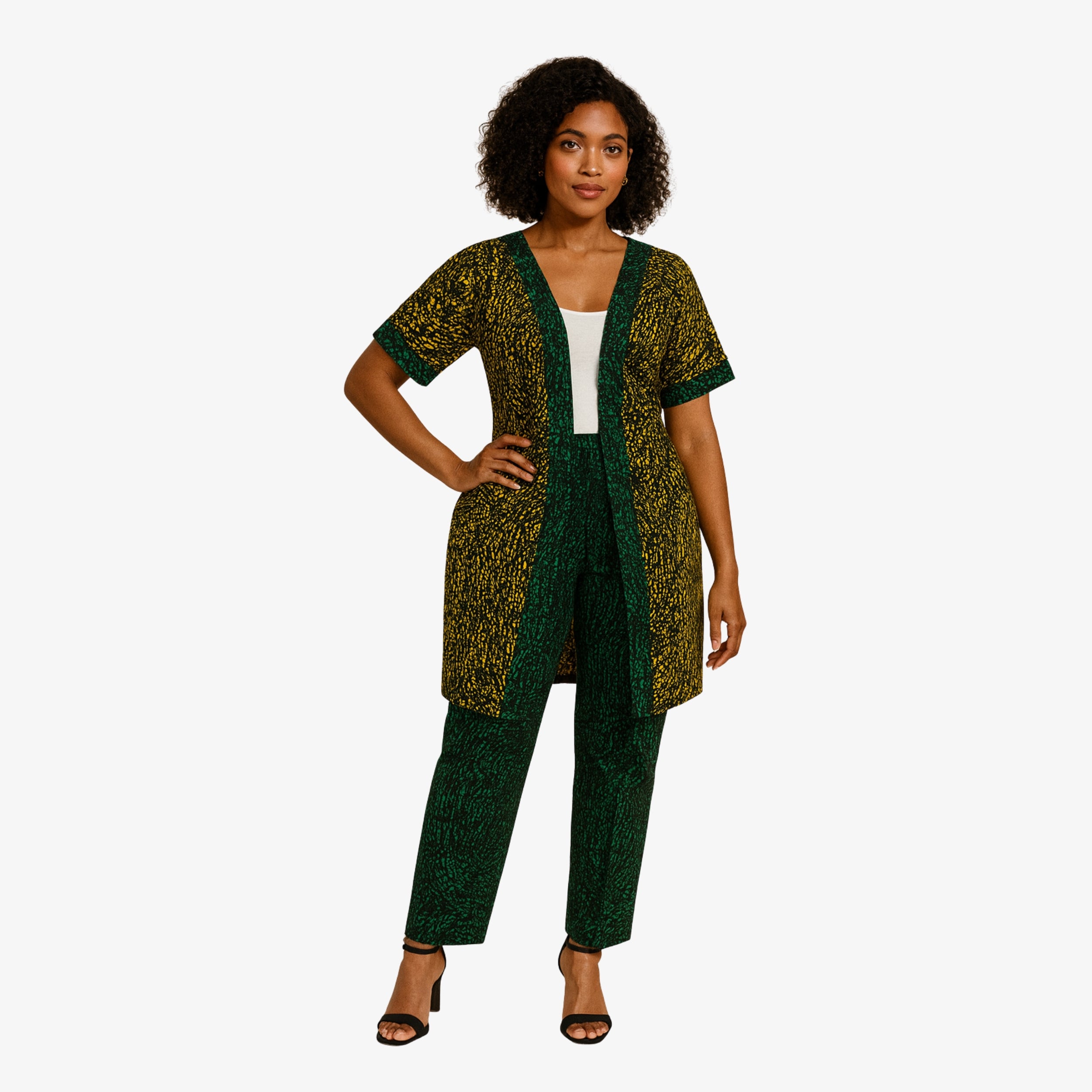 Yellow & Green Ankara Dress Set "Graceful Contemporary Elegance" | Coul Fashion