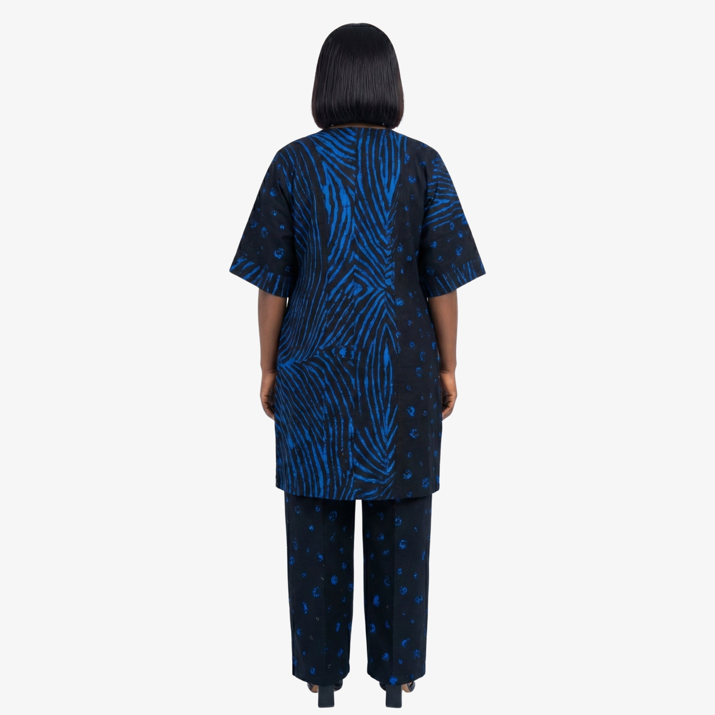 Blue & Black Ankara Dress Set "Graceful Elegance" | Coul Fashion