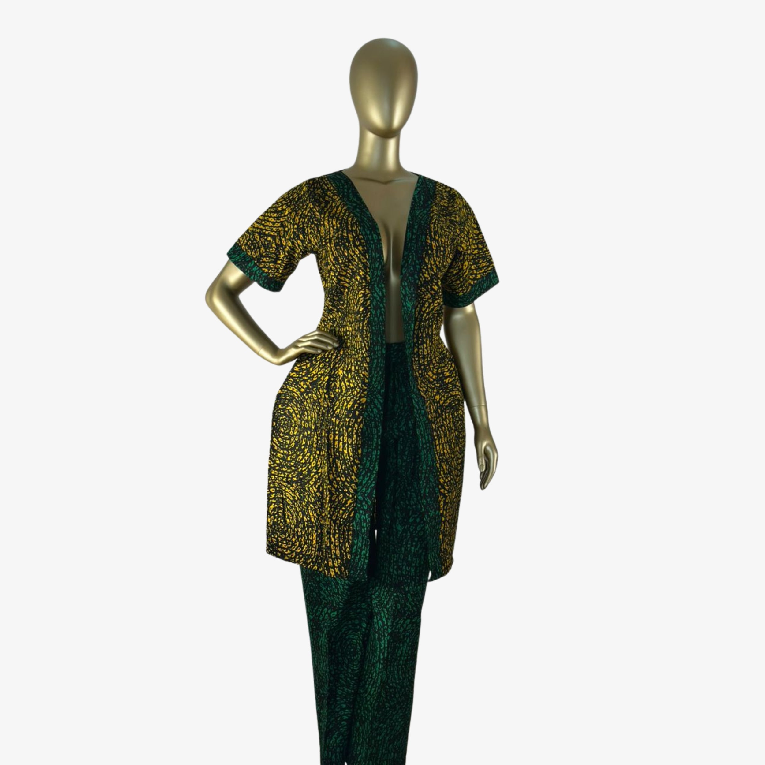 Yellow & Green Ankara Dress Set "Graceful Contemporary Elegance" | Coul Fashion