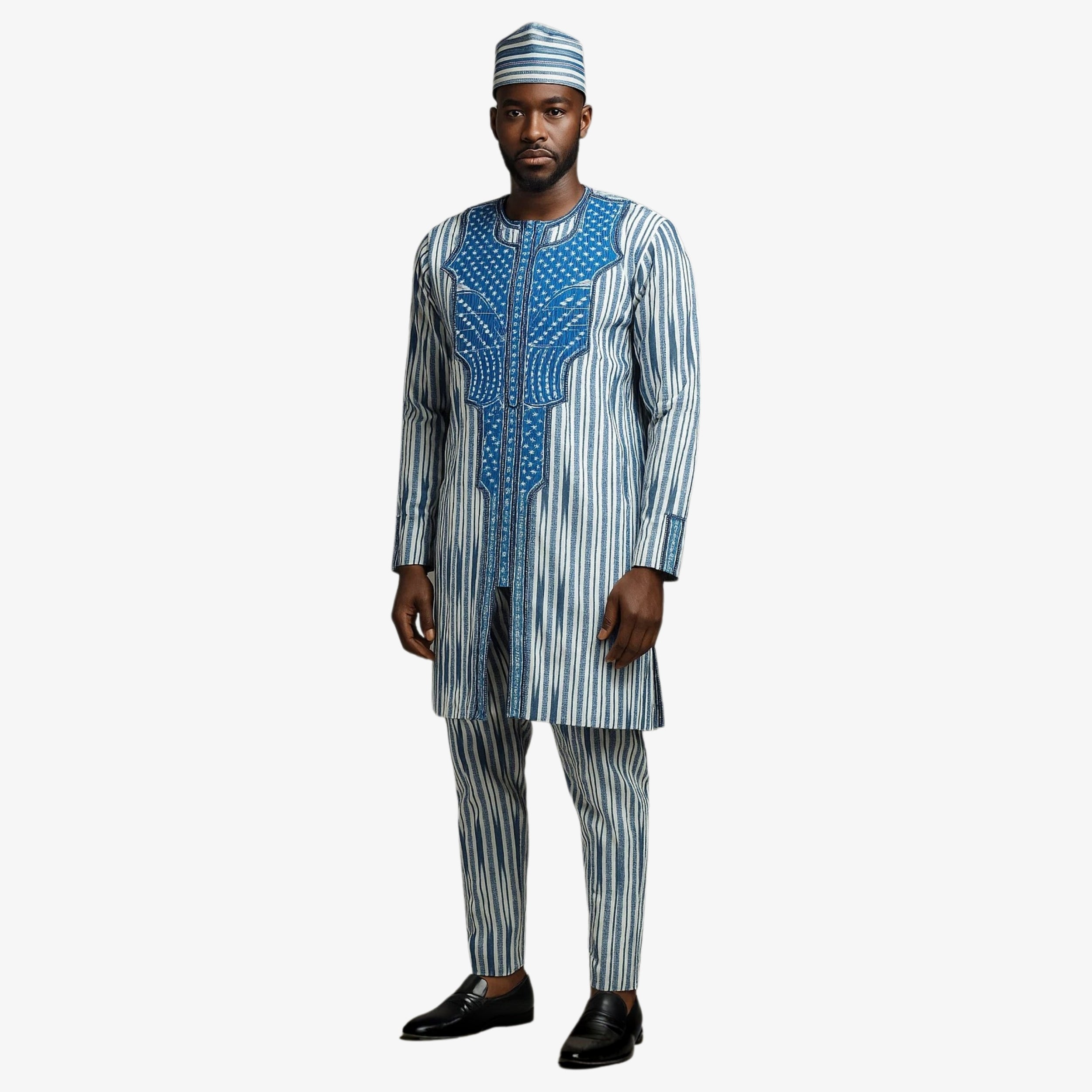 Men’s Blue Faso Dan Fani Set – Refined African Elegance | Coul Fashion