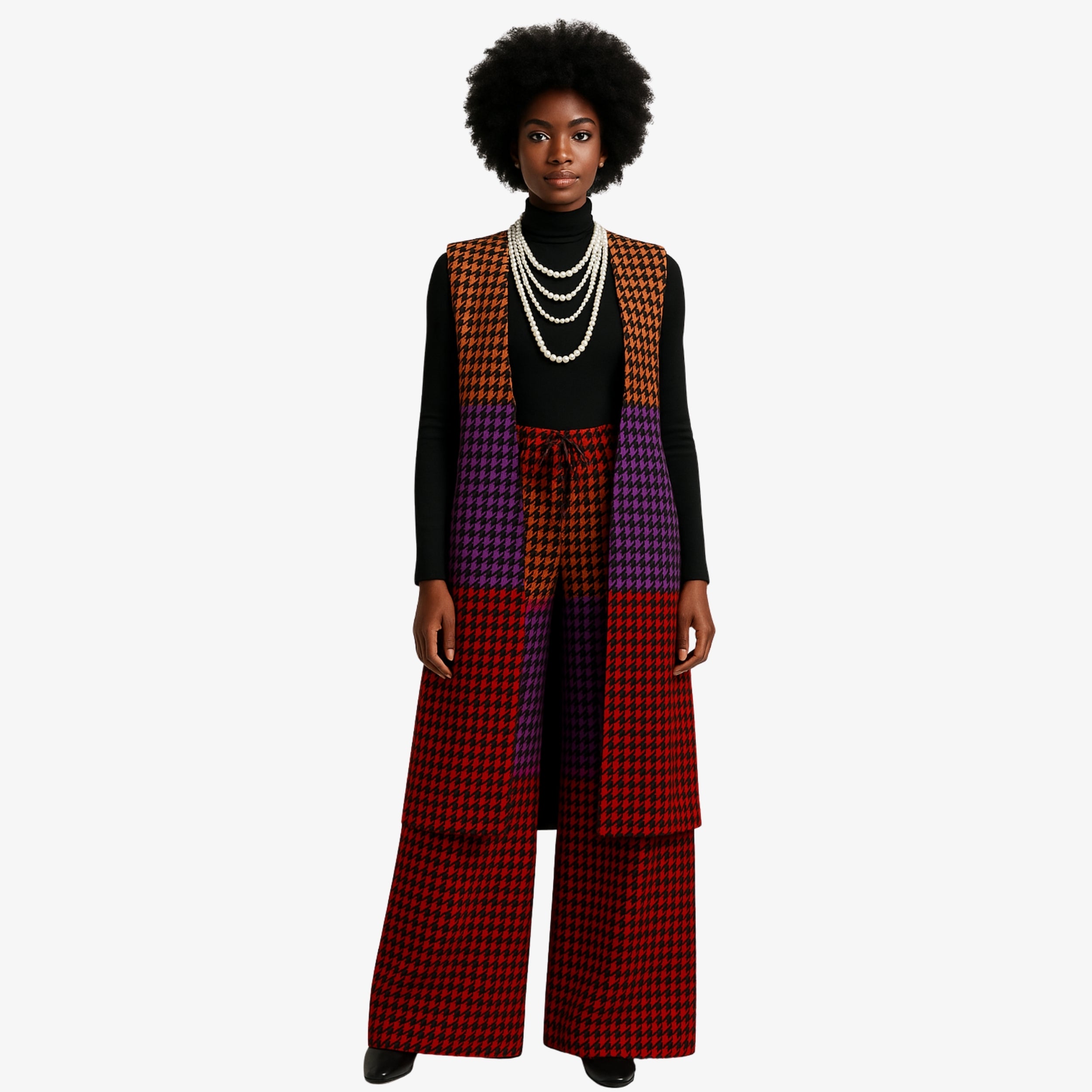 Multicolor Ankara Houndstooth Kimono Set – Signature Elegance | Coul Fashion