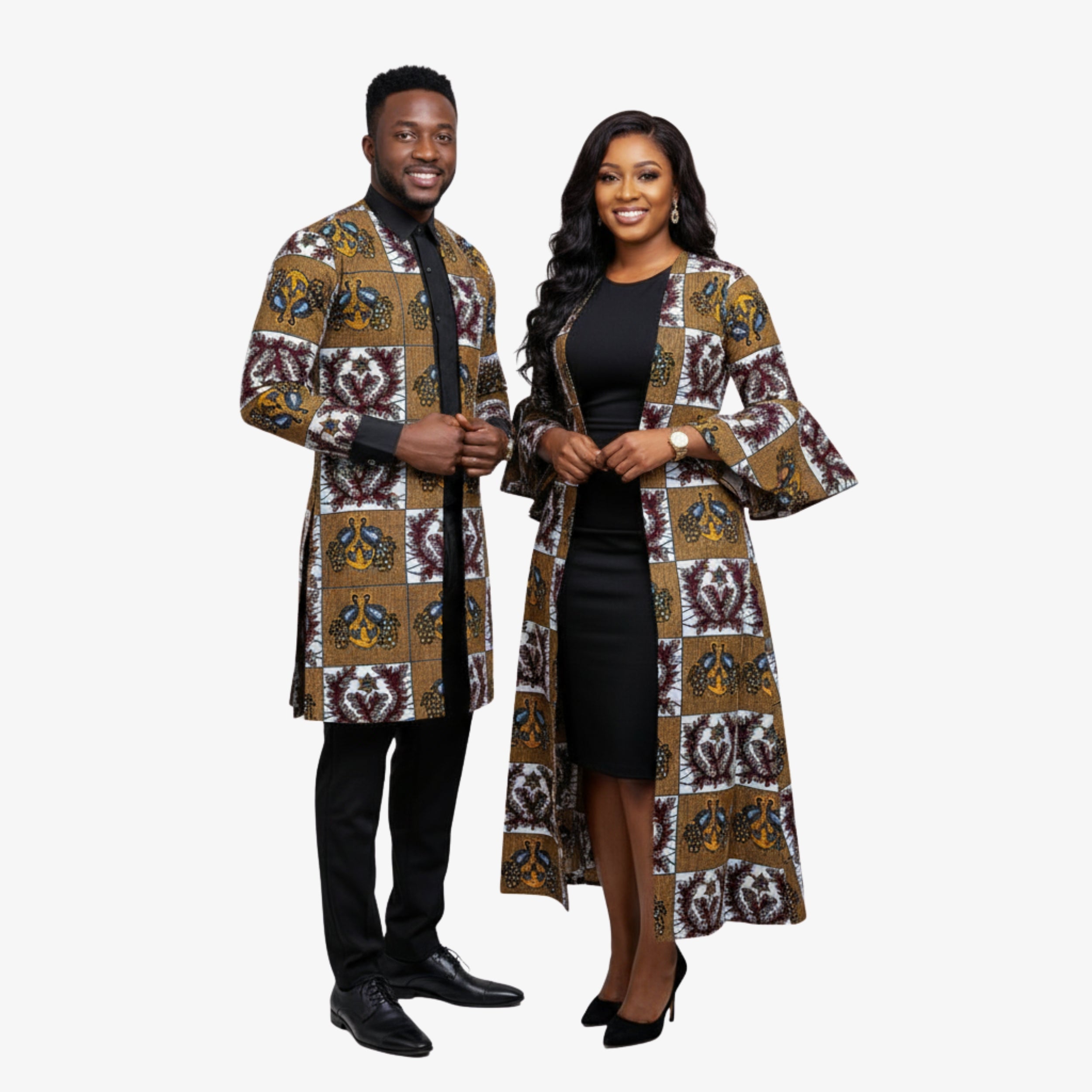 African Wax Print Fabric “Golden Twin Doves Mosaic” | Coul Fashion