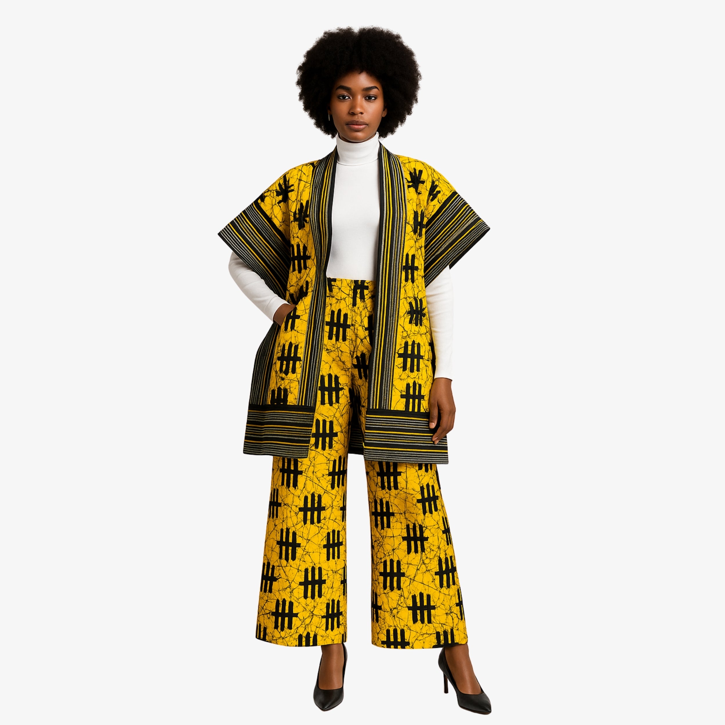 Yellow & Black Ankara Kimono Set – The Soul of Faso | Coul Fashion