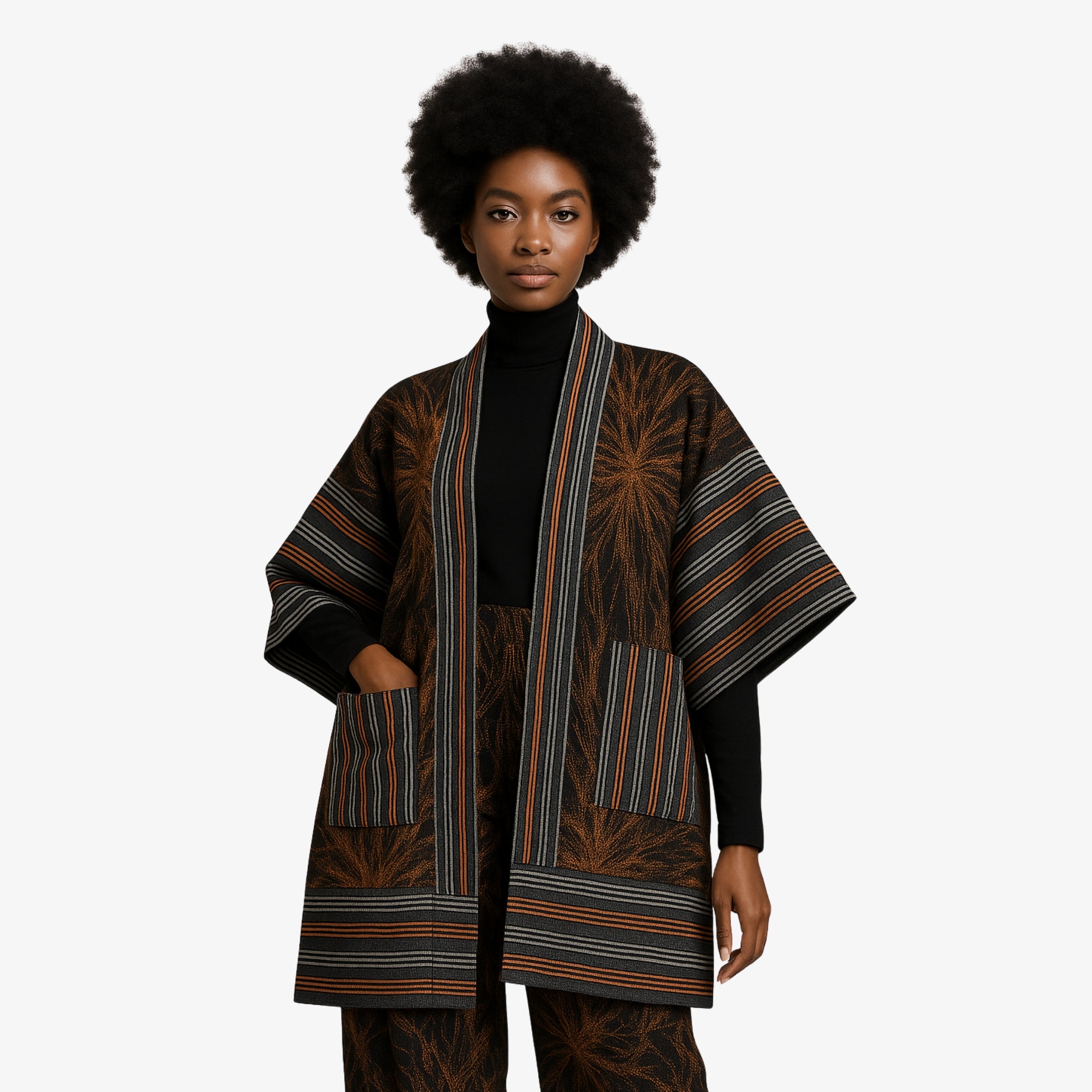 Brown & Black Ankara Kimono Set – Timeless Heritage | Coul Fashion