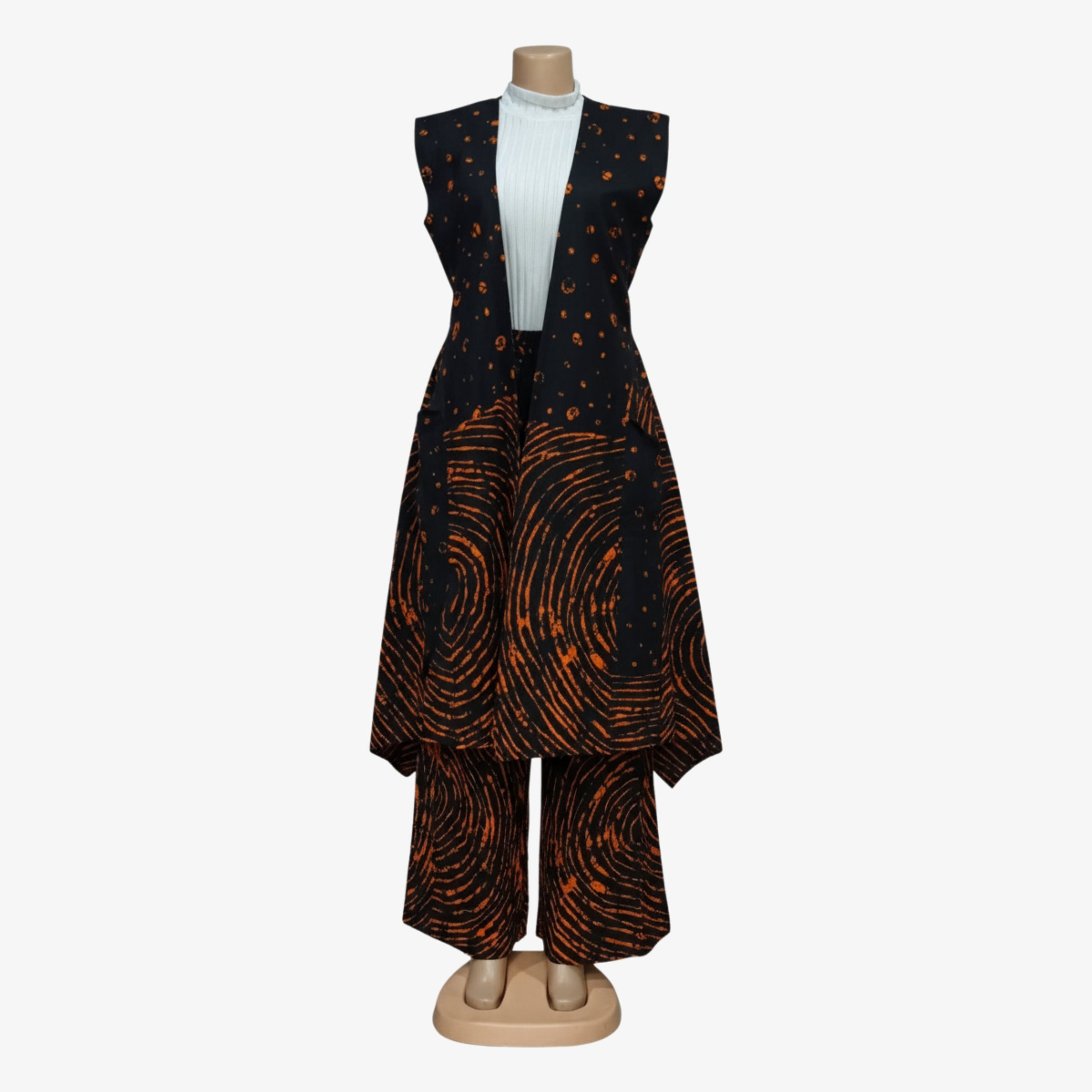 Black & Orange Ankara Kimono Set – Fierce Sophistication | Coul Fashion