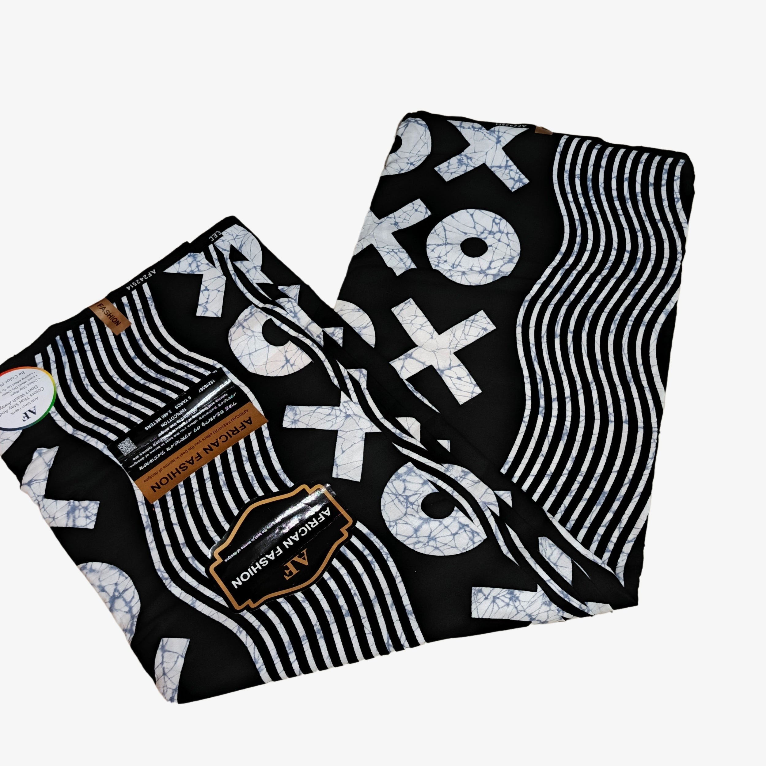African Wax Print Fabric “Monochrome XO Motion” | Coul Fashion