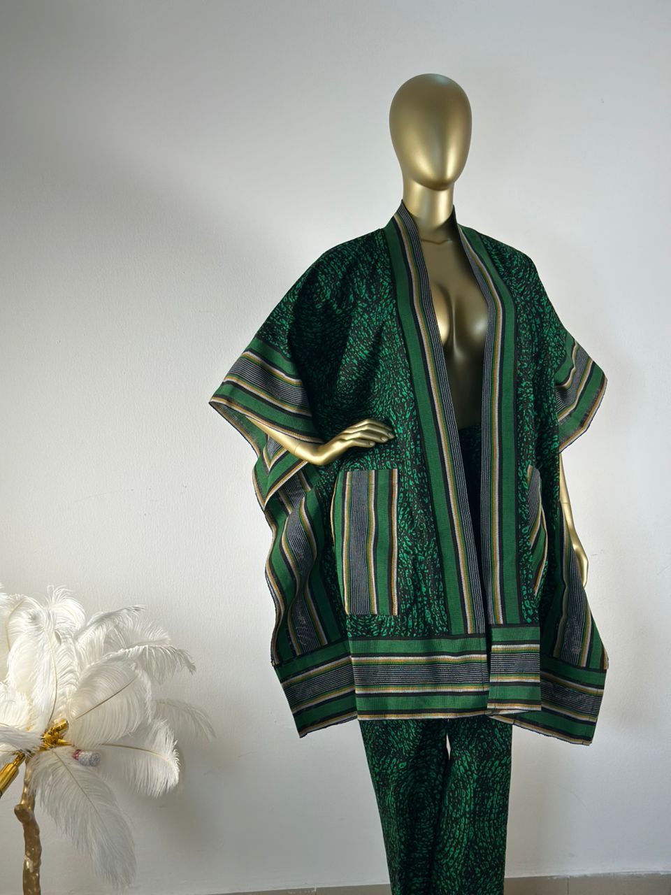 Blue & Black Ankara Dress Set "Green Elegance" | Coul Fashion