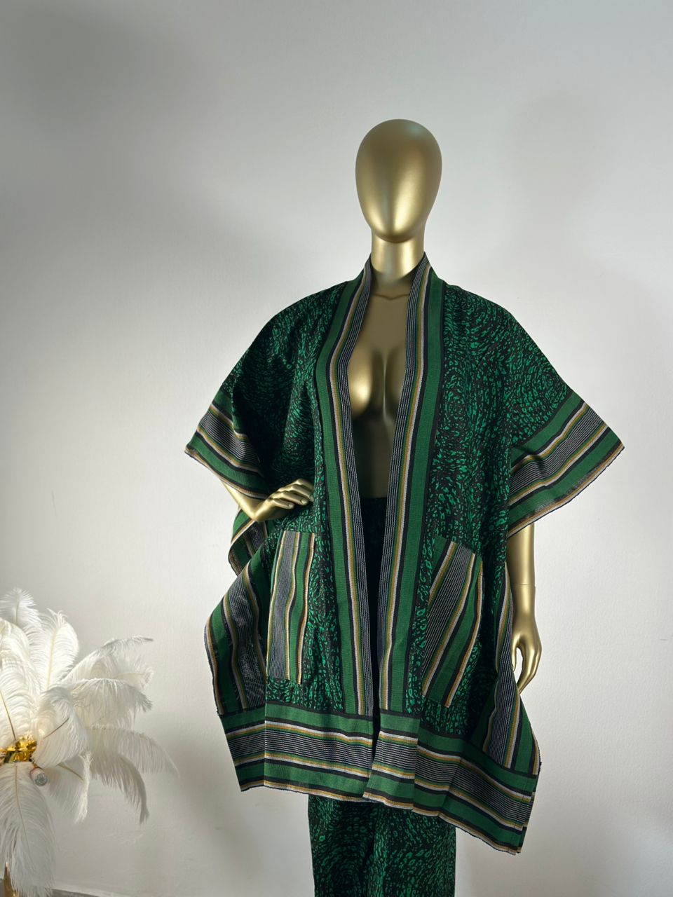 Blue & Black Ankara Dress Set "Green Elegance" | Coul Fashion