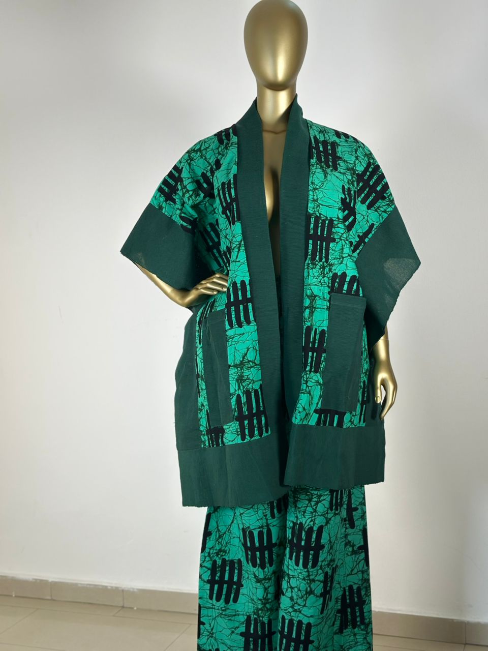 Emerald Green Ankara Kimono Set – Classy Green Elegance | Coul Fashion