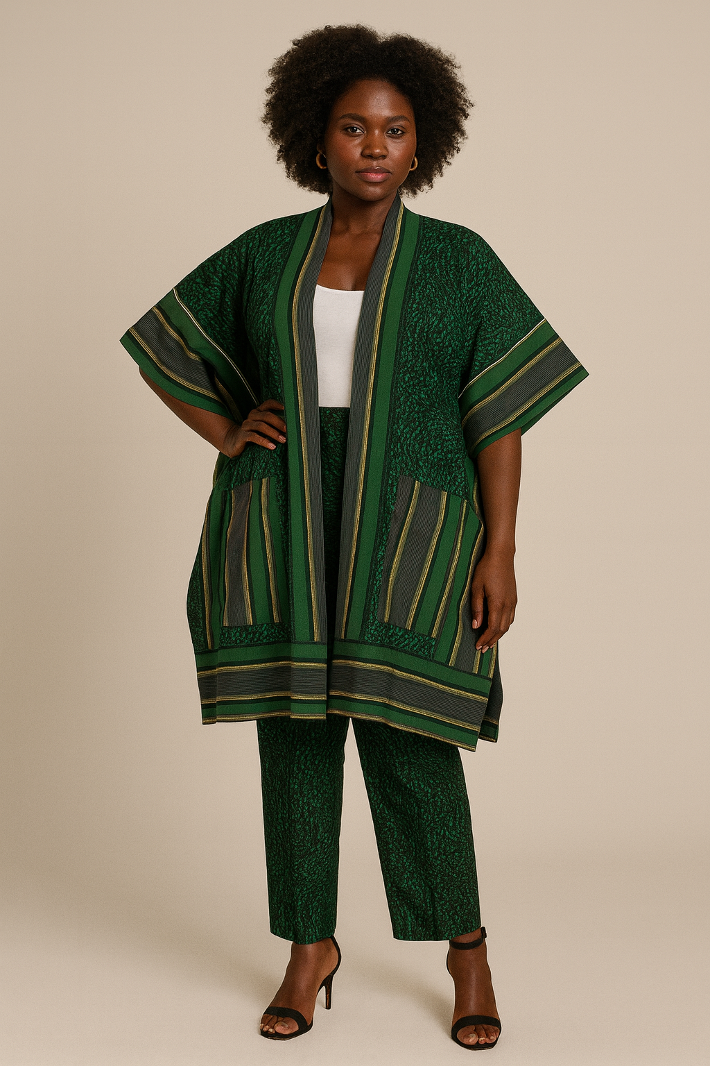 Blue & Black Ankara Dress Set "Green Elegance" | Coul Fashion