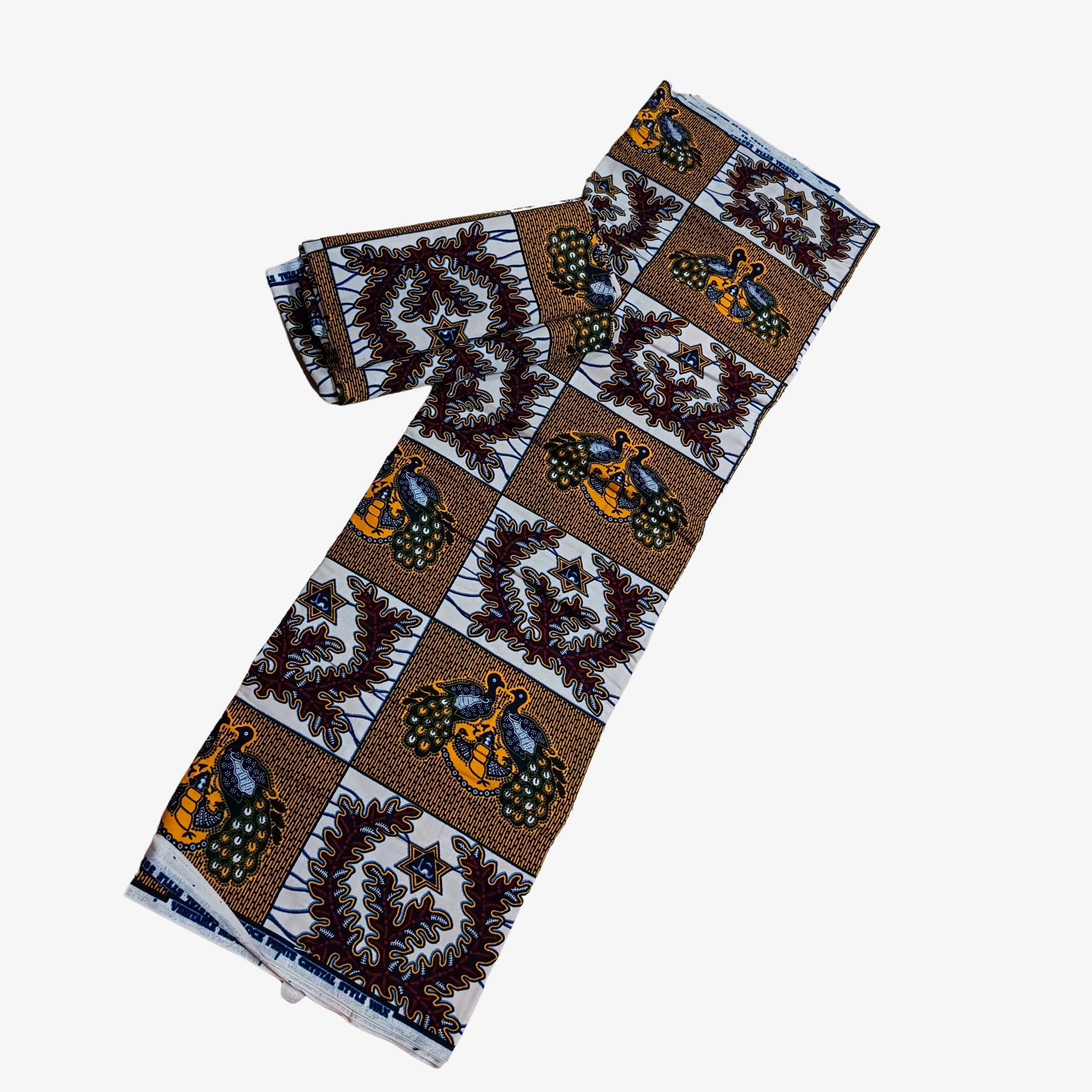 African Wax Print Fabric “Golden Twin Doves Mosaic” | Coul Fashion