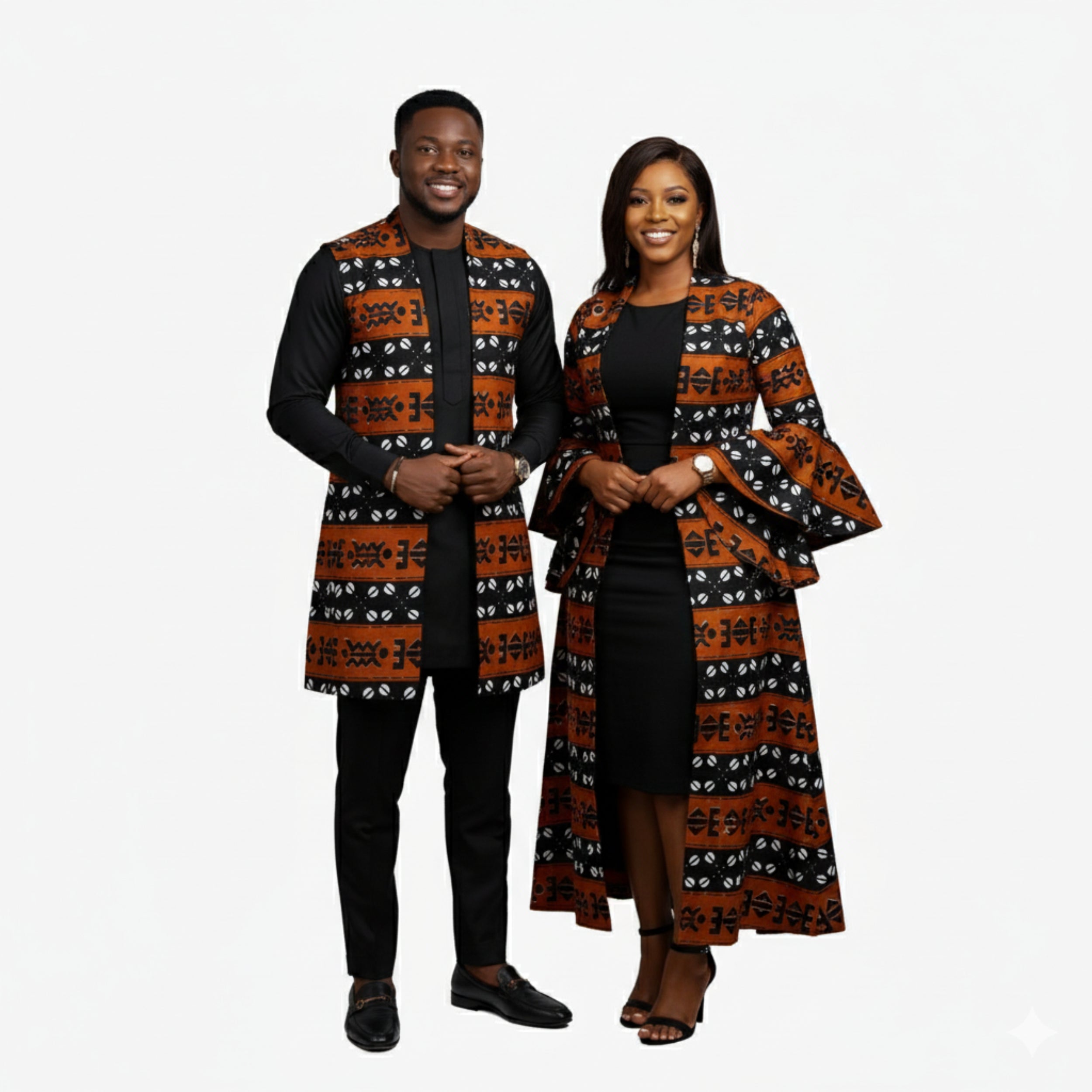 African Wax Print Fabric “Tribal Rust Cowrie” | Coul Fashion