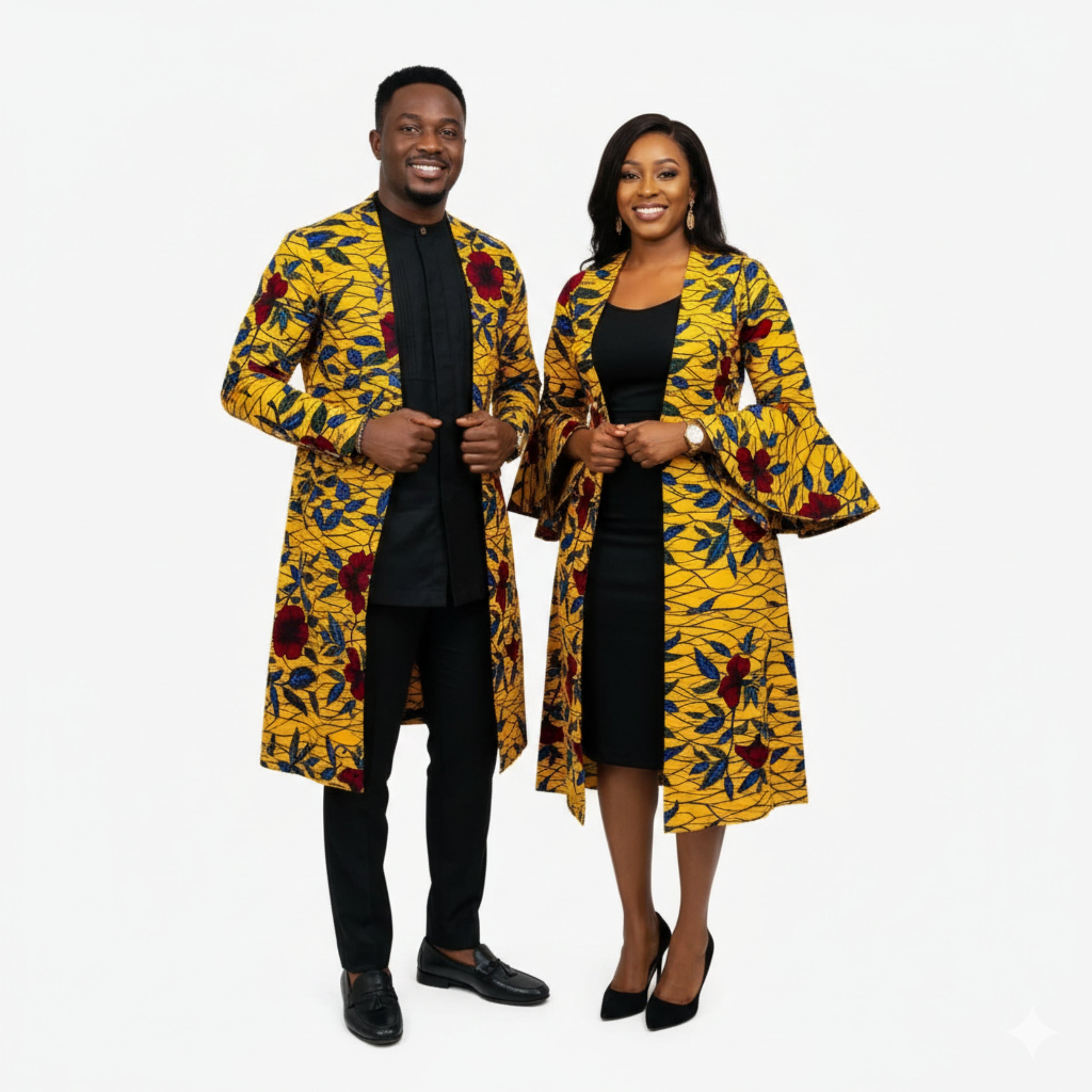 African Wax Print Fabric “Golden Hibiscus Garden” | Coul Fashion