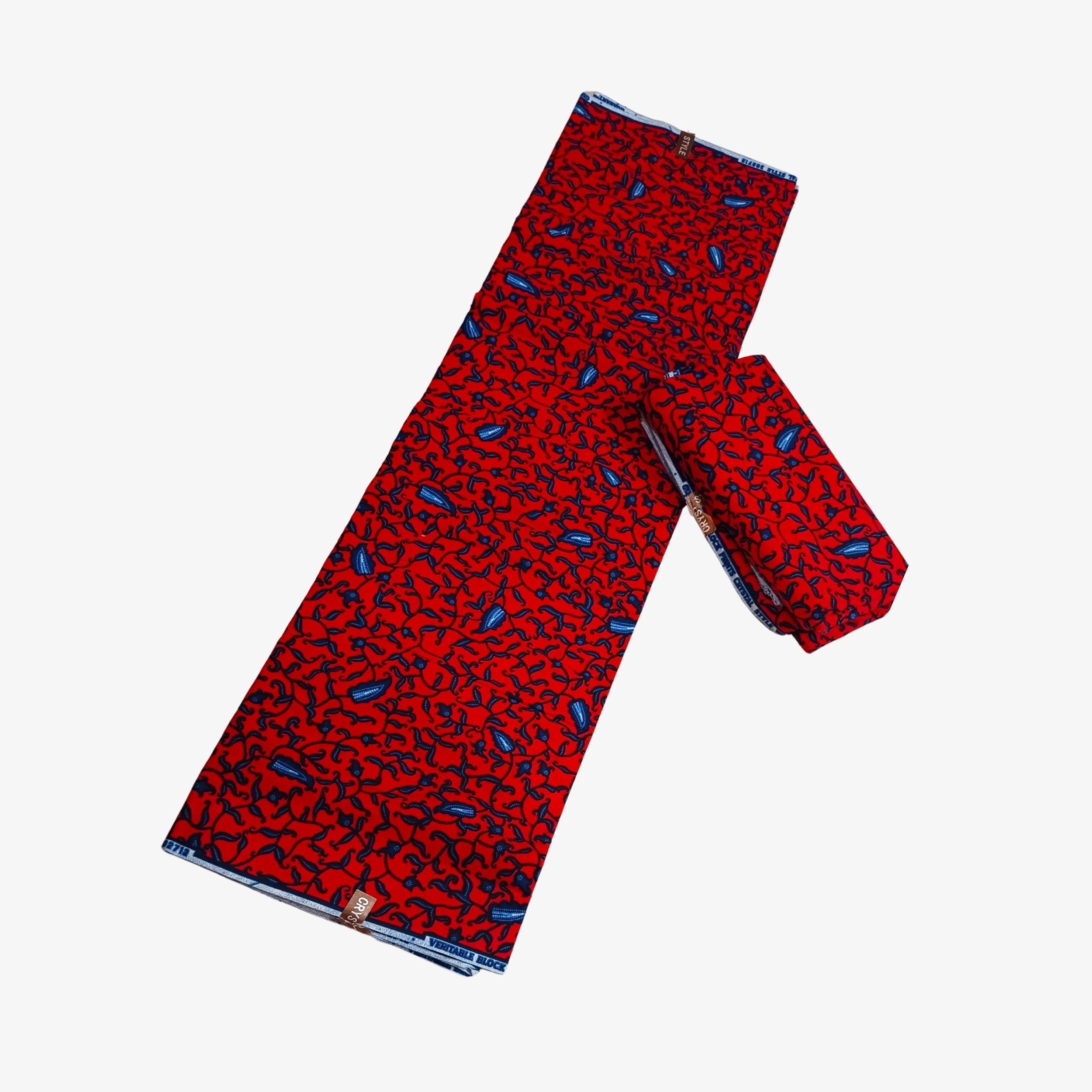 African Wax Print Fabric “Crimson Rhythm Waves” | Coul Fashion