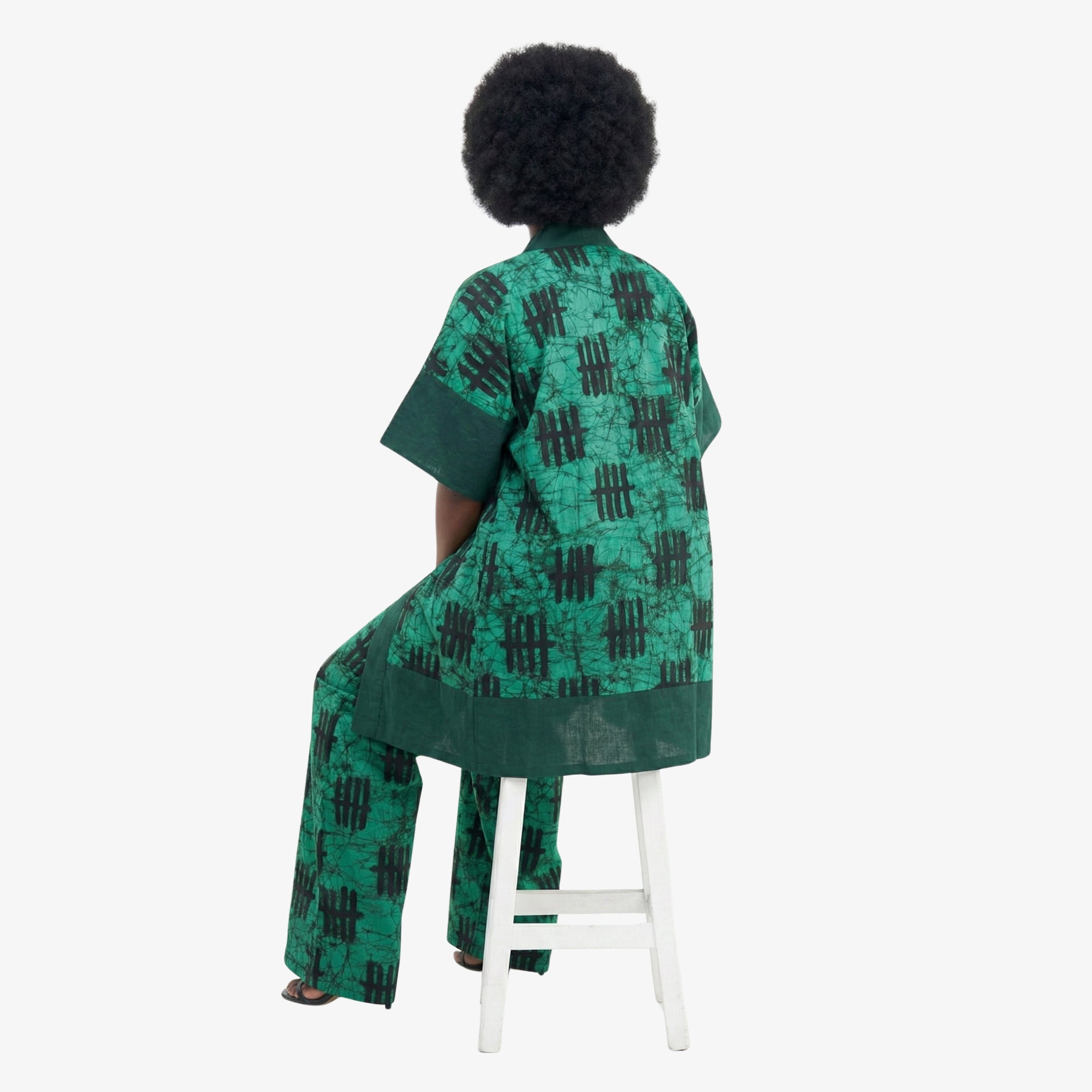 Emerald Green Ankara Kimono Set – Classy Green Elegance | Coul Fashion