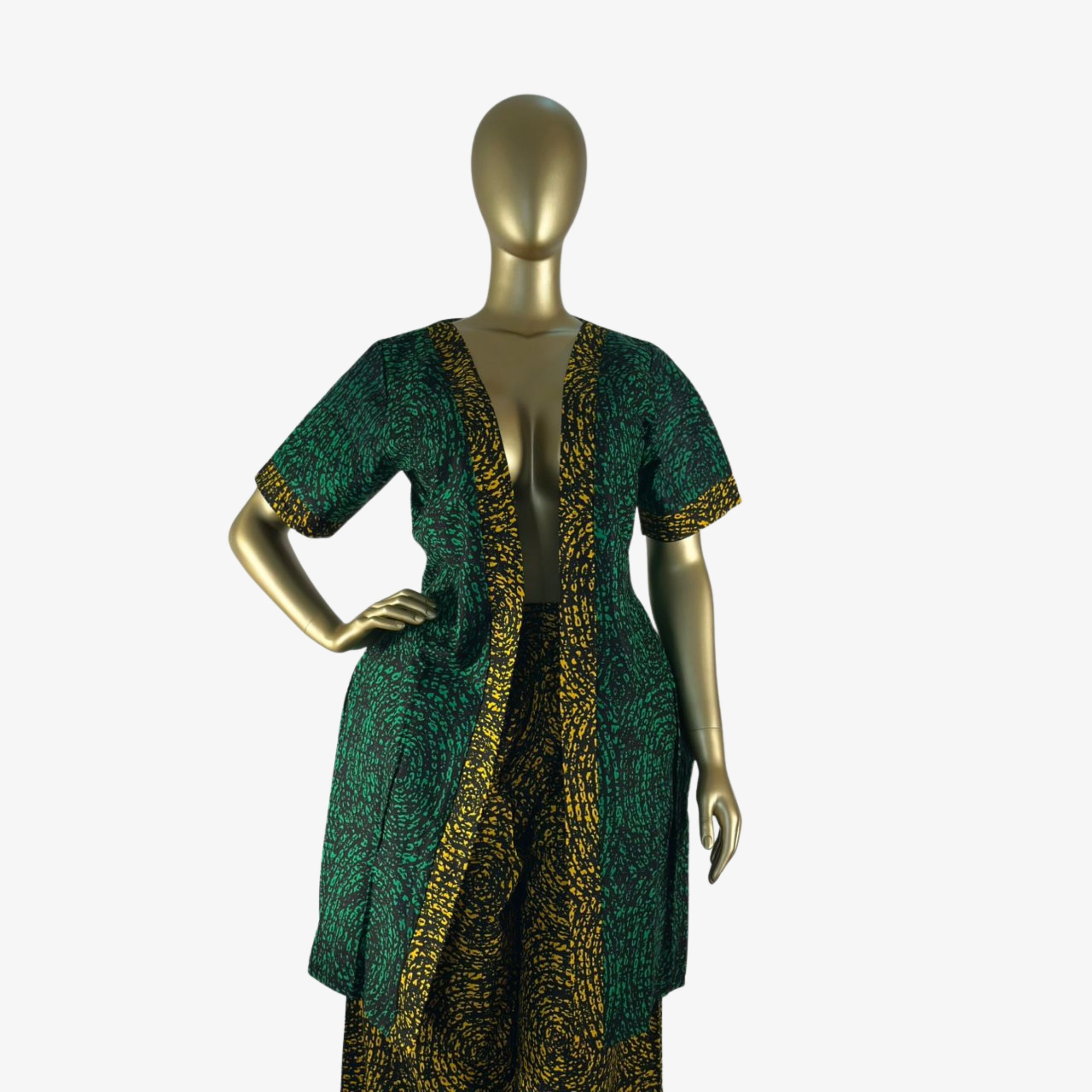 Yellow & Green Ankara Dress Set "Graceful Comtemporary Elegance" | Coul Fashion