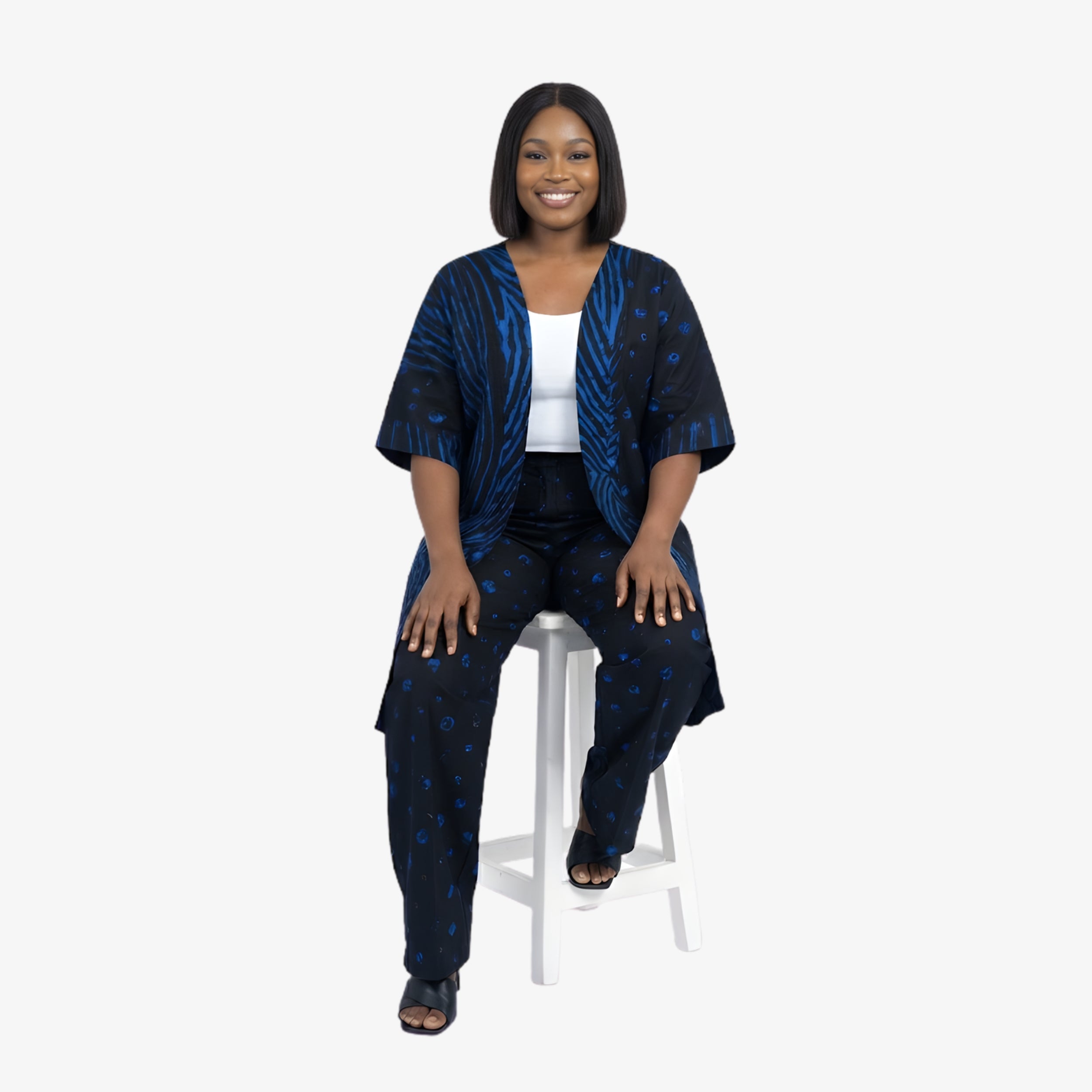 Blue & Black Ankara Dress Set "Graceful Elegance" | Coul Fashion