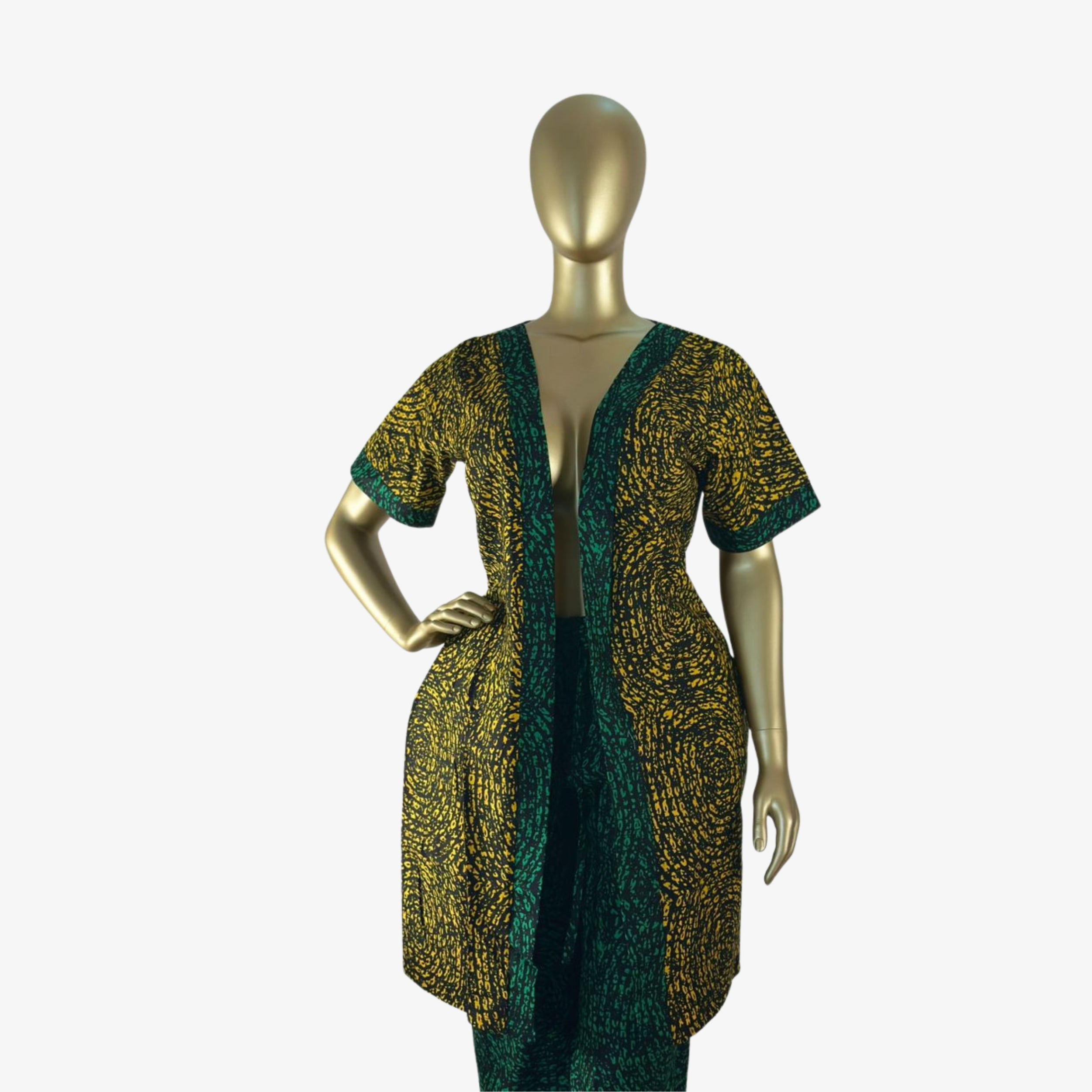 Yellow & Green Ankara Dress Set "Graceful  Contemporary Elegance" | Coul Fashion
