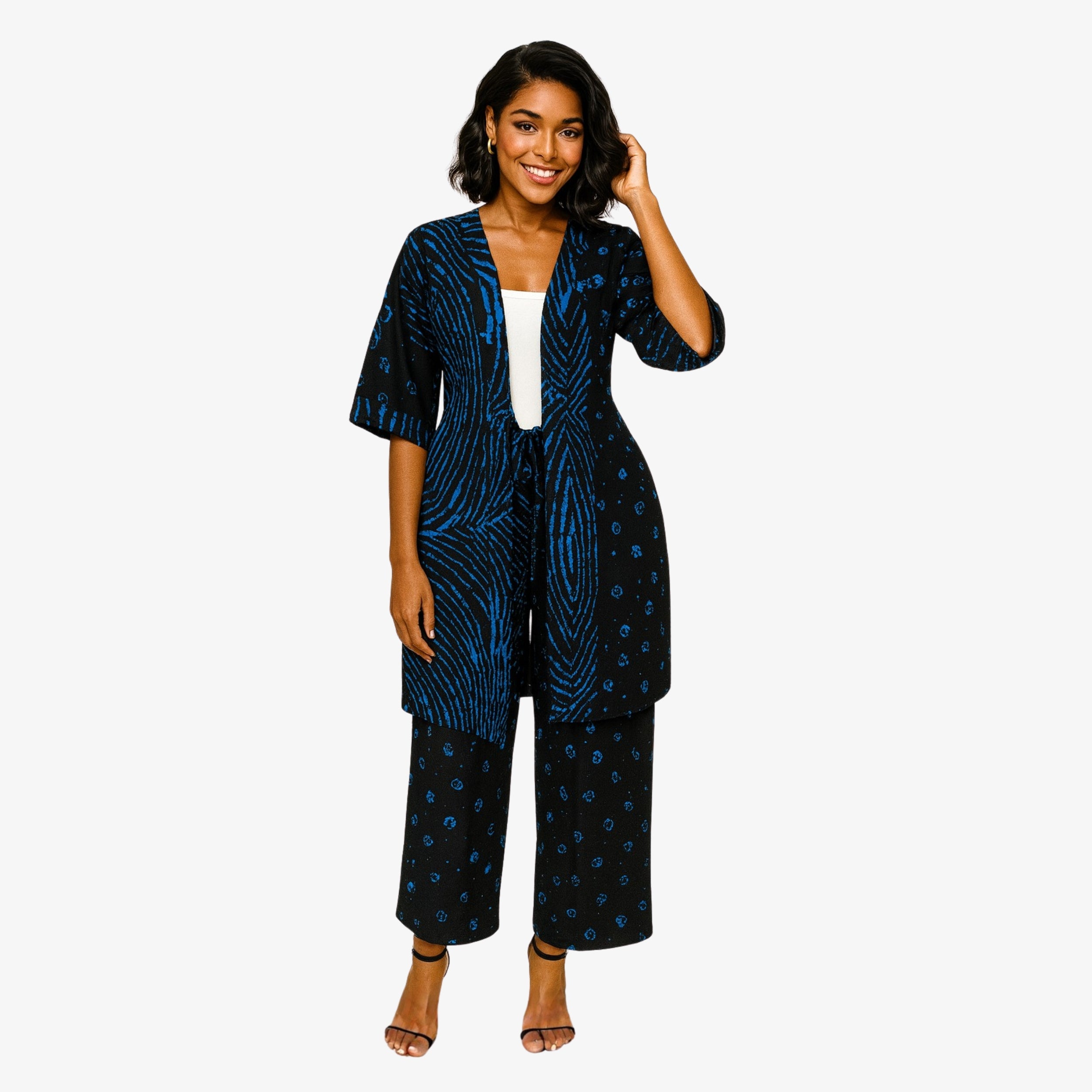 Blue & Black Ankara Dress Set "Graceful Elegance" | Coul Fashion
