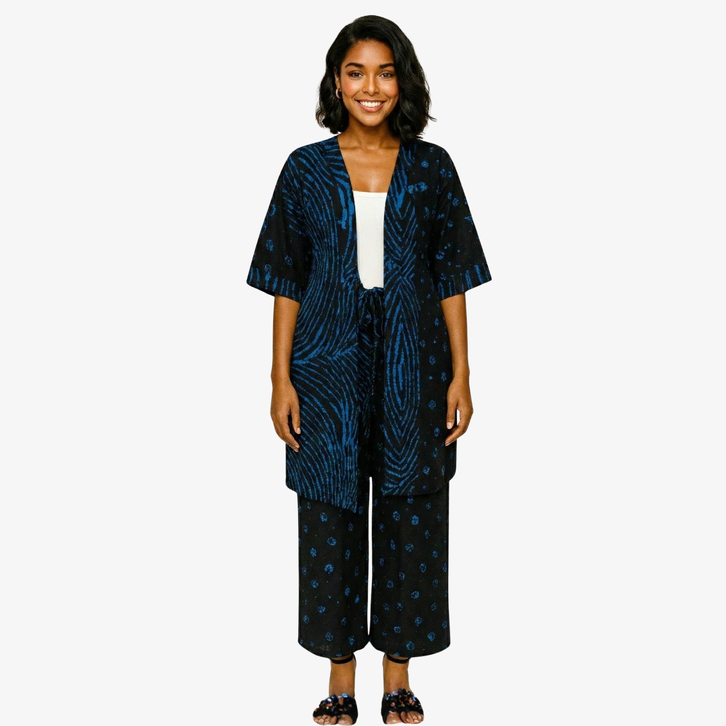 Blue & Black Ankara Dress Set "Graceful Elegance" | Coul Fashion