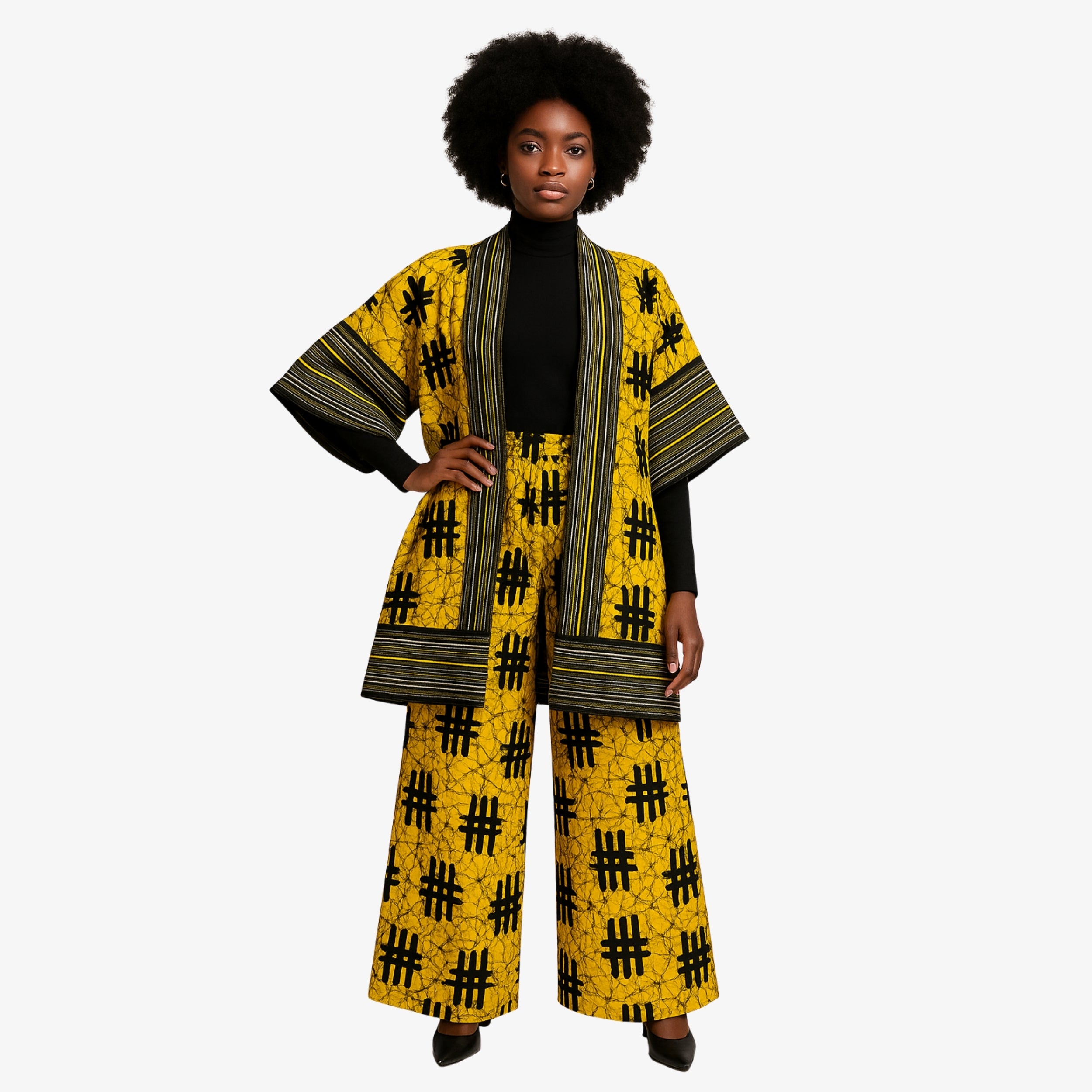 Yellow & Black Ankara Kimono Set – The Soul of Faso | Coul Fashion