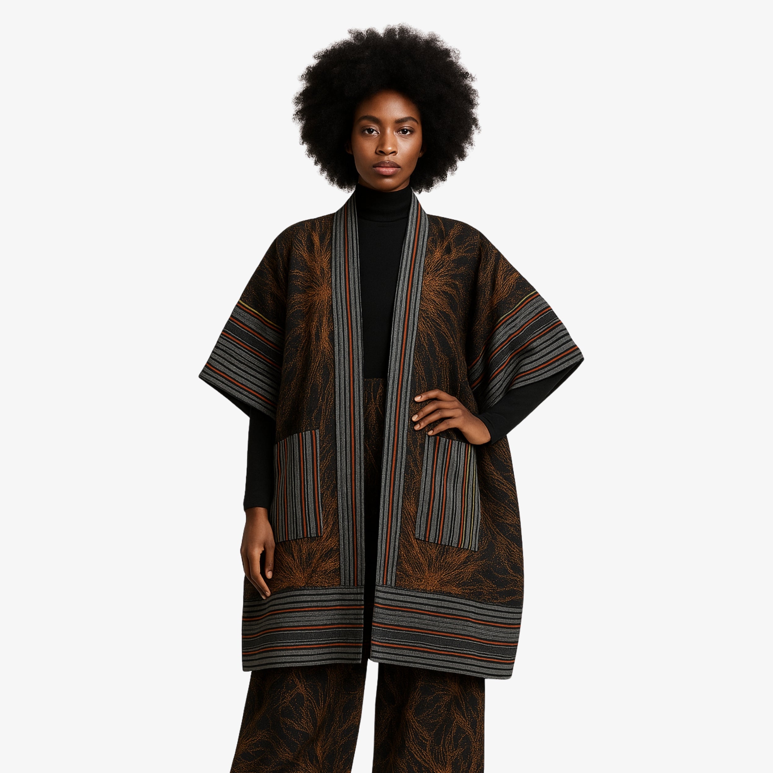 Brown & Black Ankara Kimono Set – Timeless Heritage | Coul Fashion