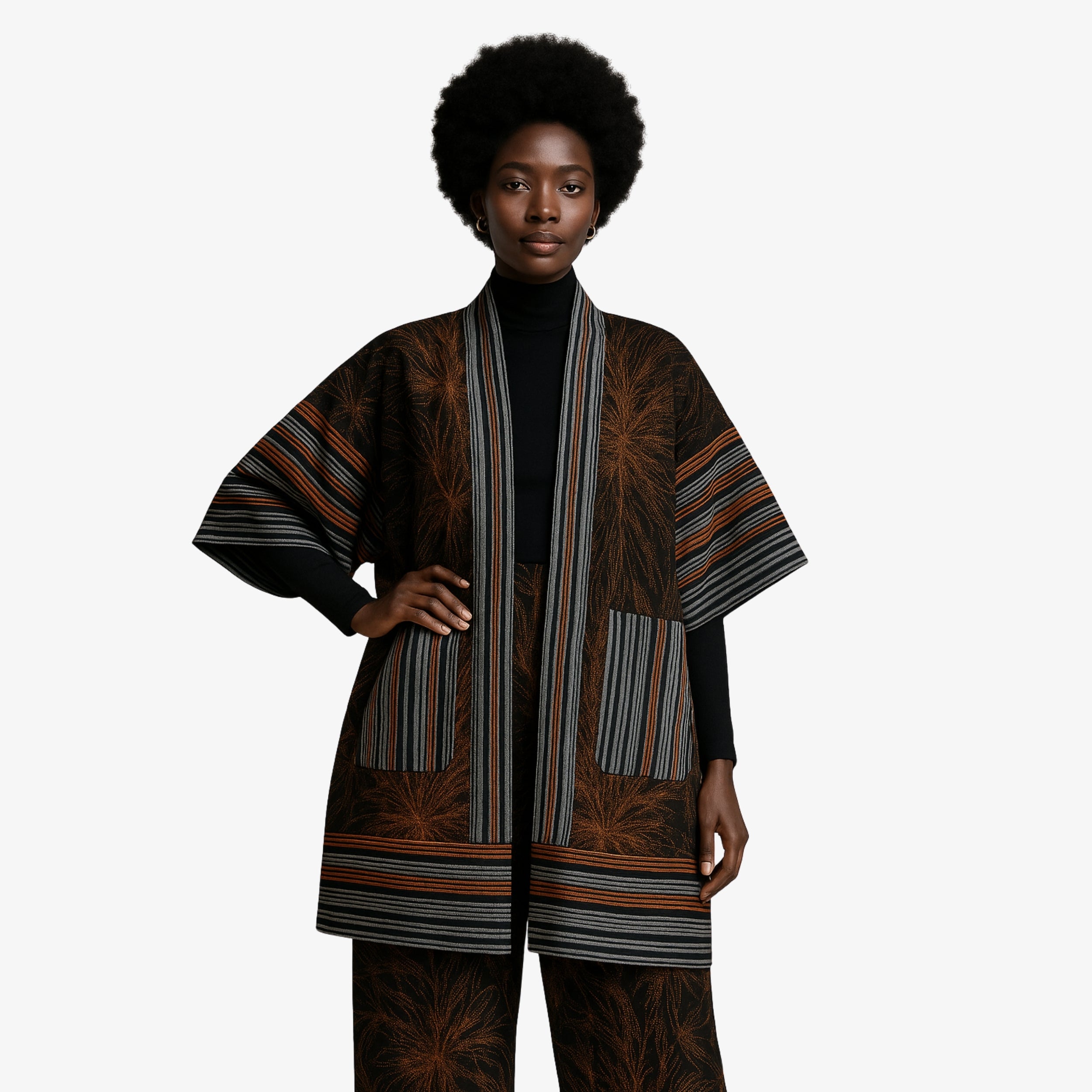 Brown & Black Ankara Kimono Set – Timeless Heritage | Coul Fashion