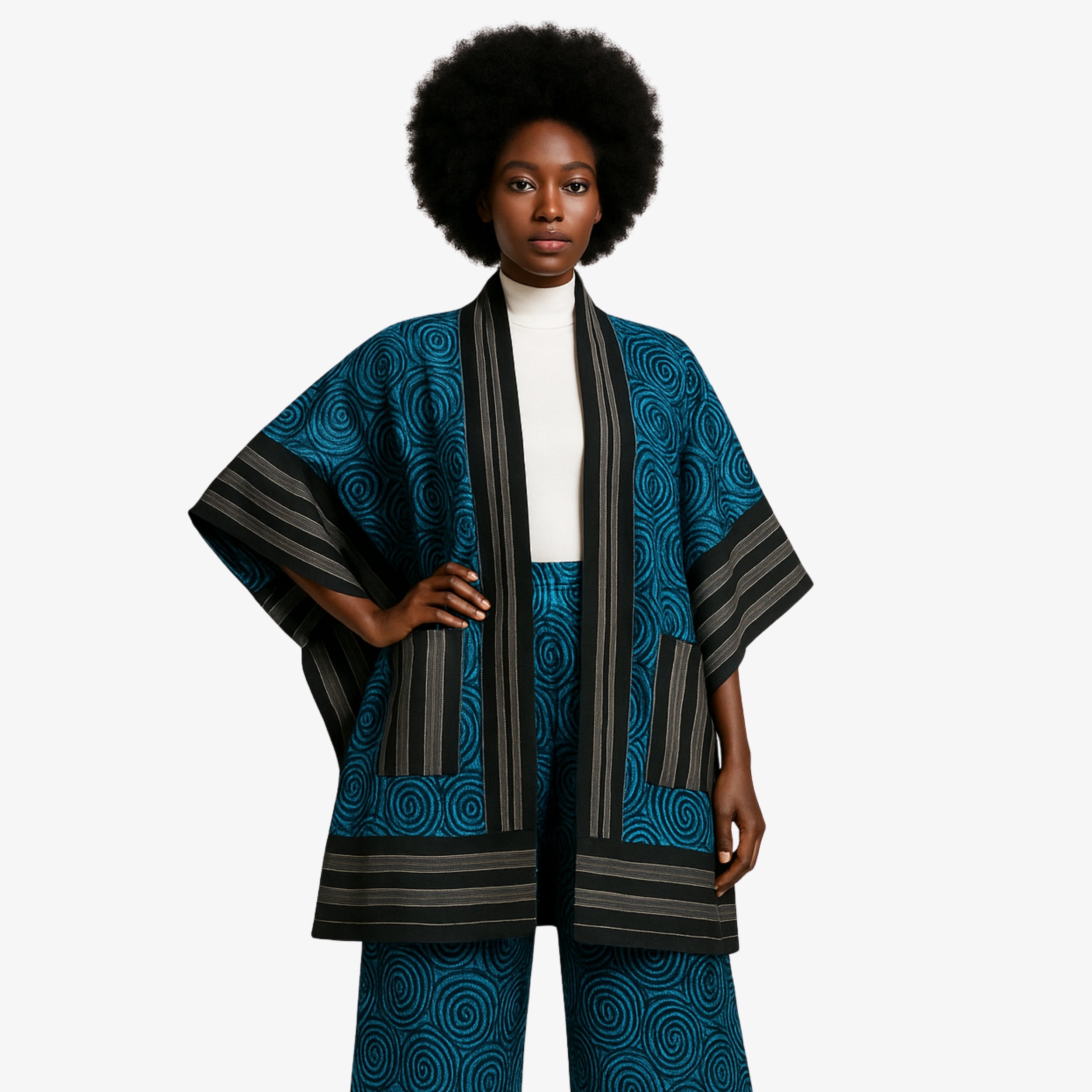 Blue & Black Ankara Kimono Set – Modern Royalty | Coul Fashion